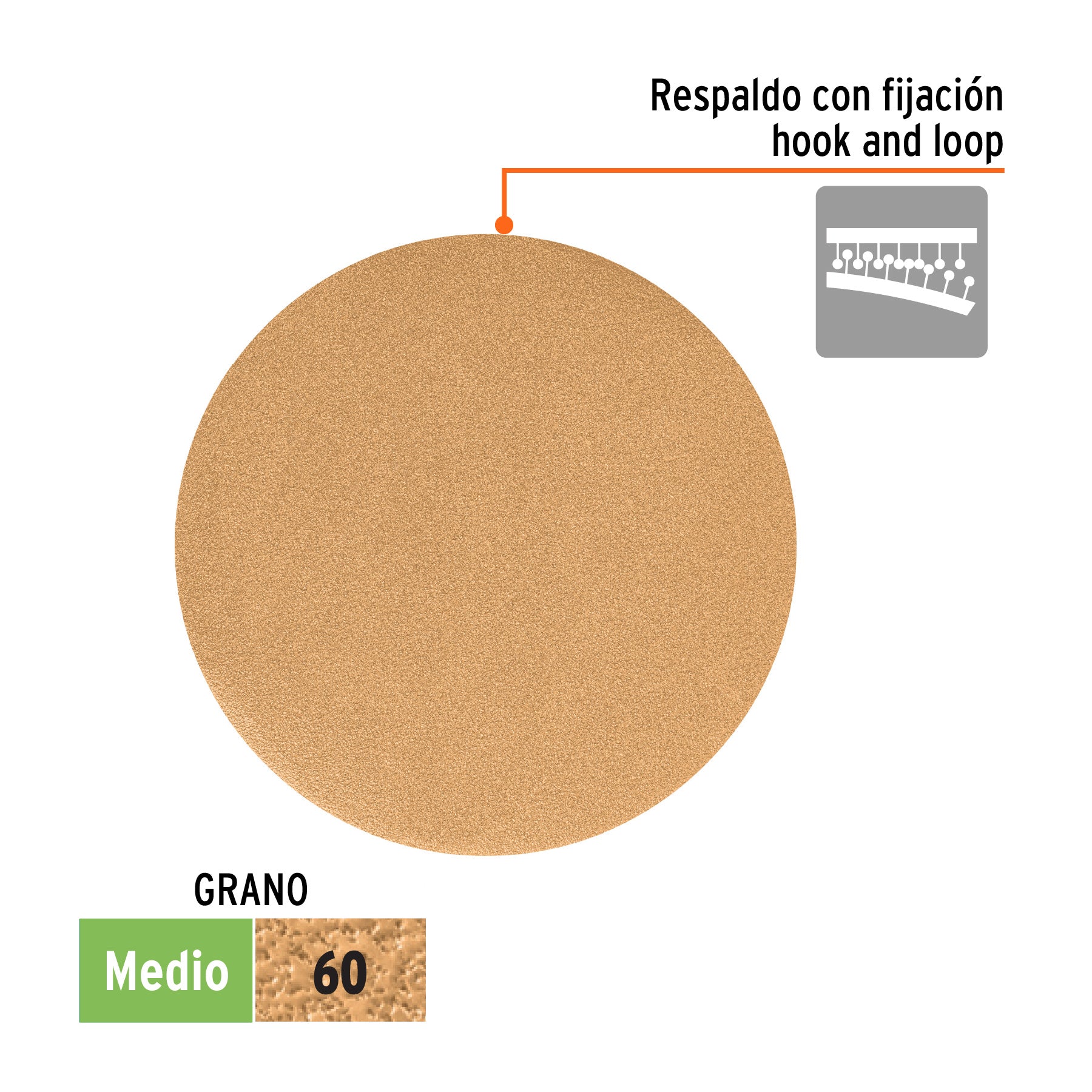 Paquete con 5 discos de lija 6" grano 60, ciegos, TRUPER