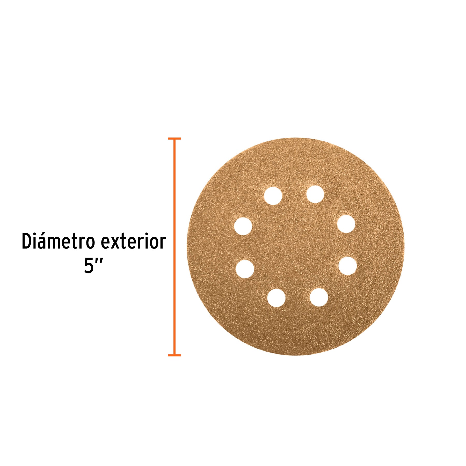Paquete con 5 discos de lija 5" grano 120, 8 perforaciones