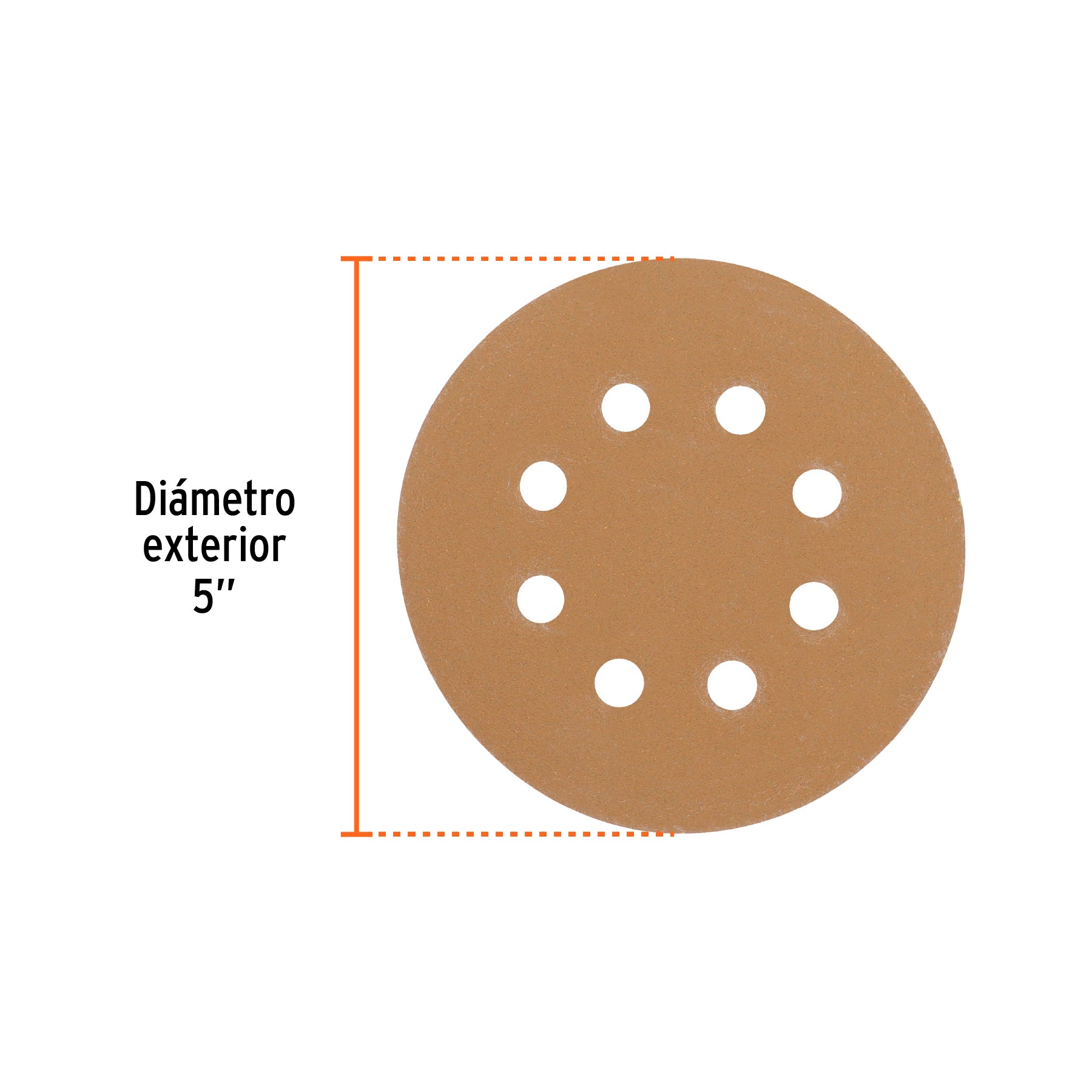 Paquete con 5 discos de lija 5" grano 150, 8 perforaciones