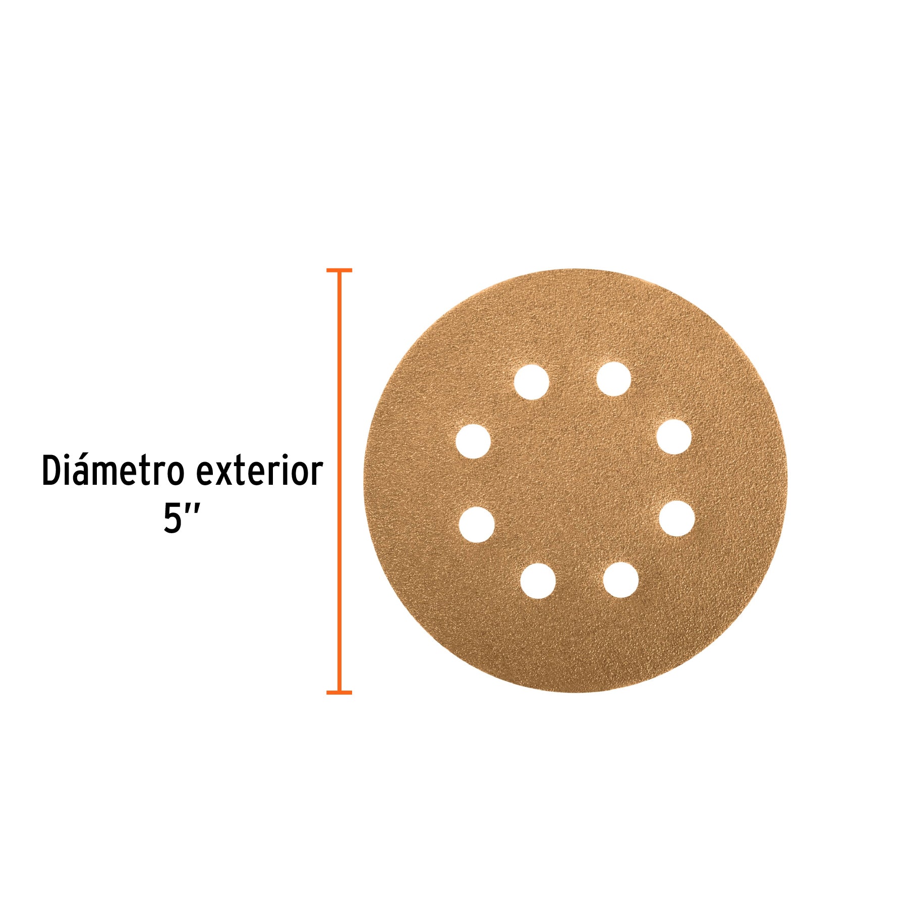 Paquete con 5 discos de lija 5" grano 180, 8 perforaciones