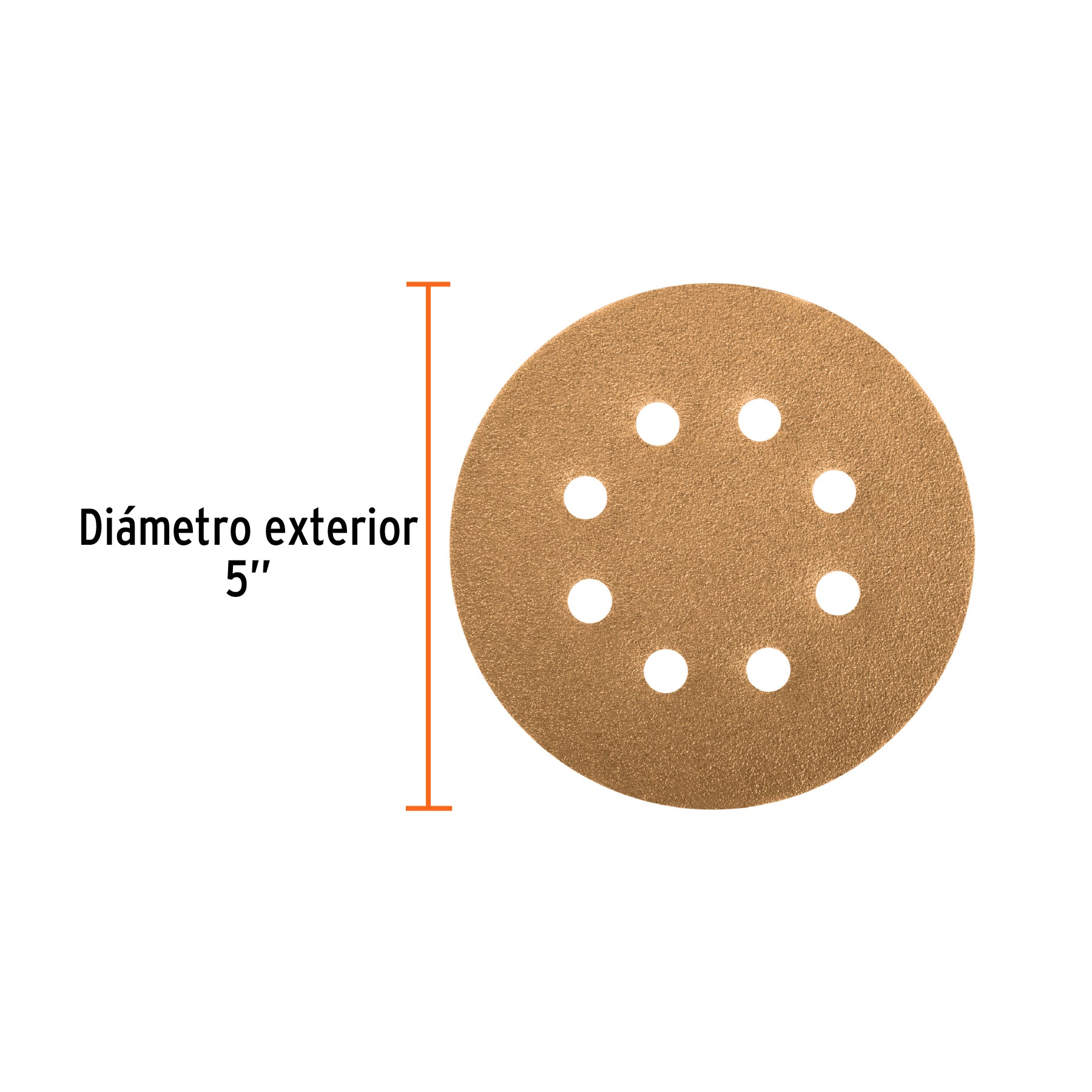 Paquete con 5 discos de lija 5" grano 220, 8 perforaciones