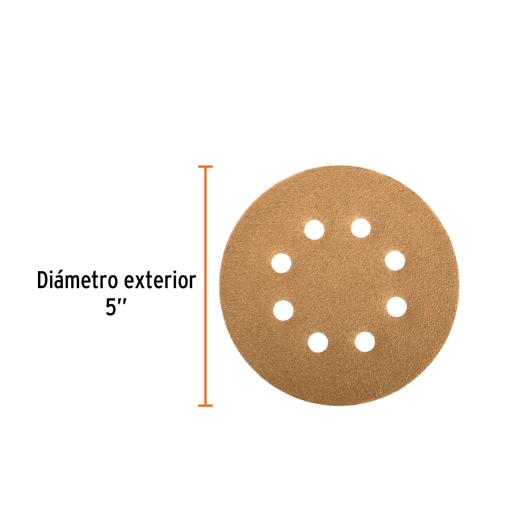 Paquete con 5 discos de lija 5" grano 240, 8 perforaciones