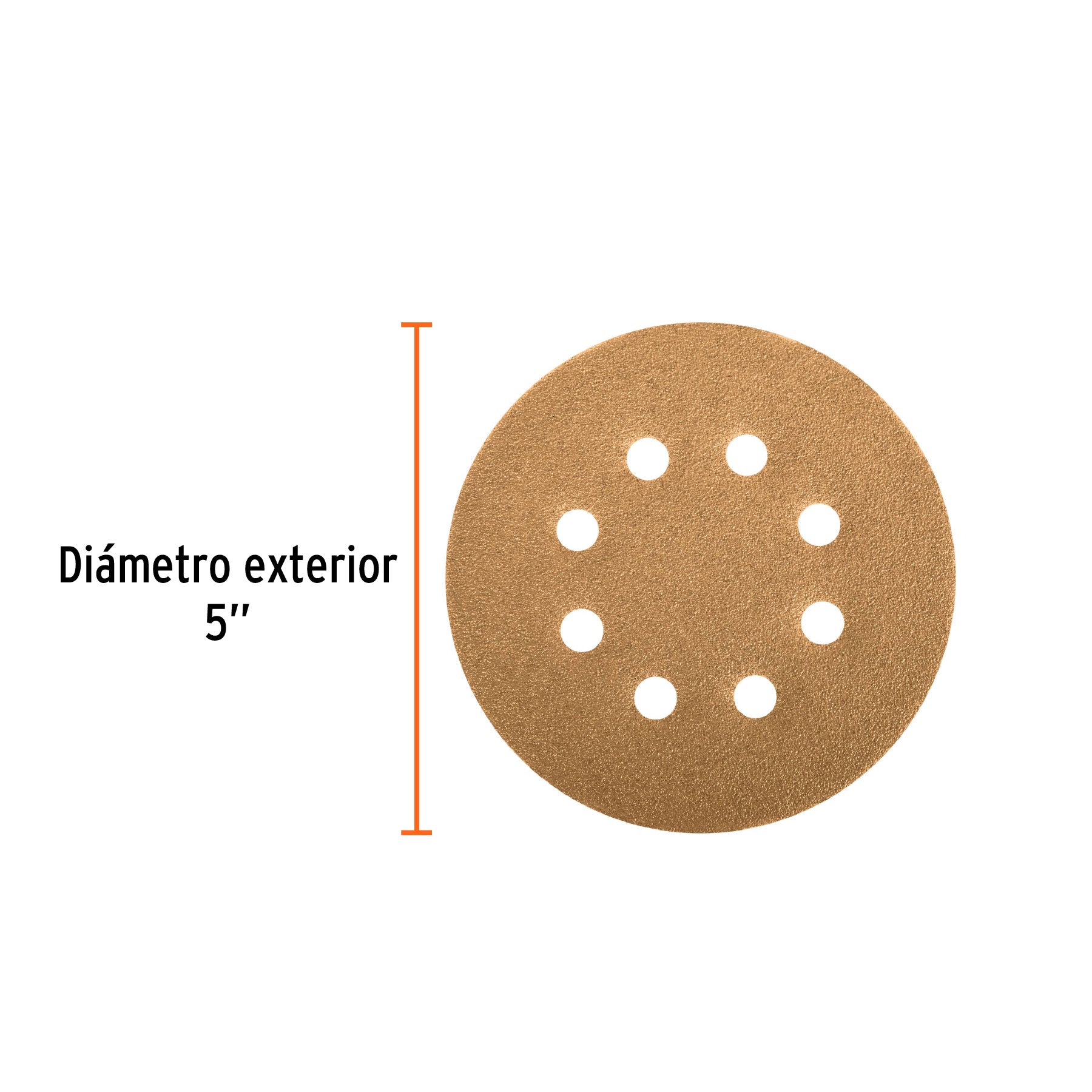 Paquete con 5 discos de lija 5" grano 320, 8 perforaciones