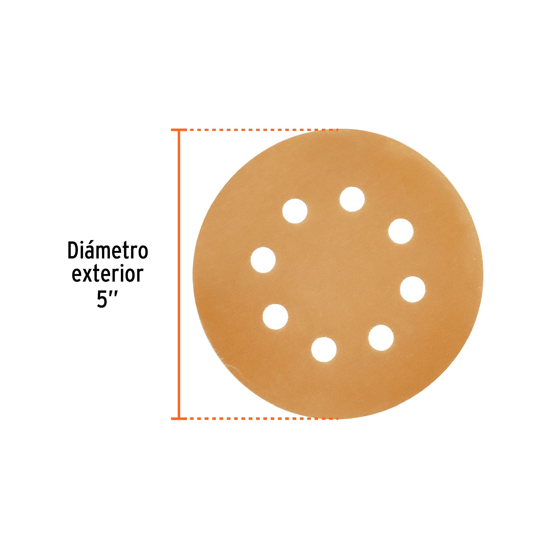 Paquete con 5 discos de lija 5" grano 400, 8 perforaciones