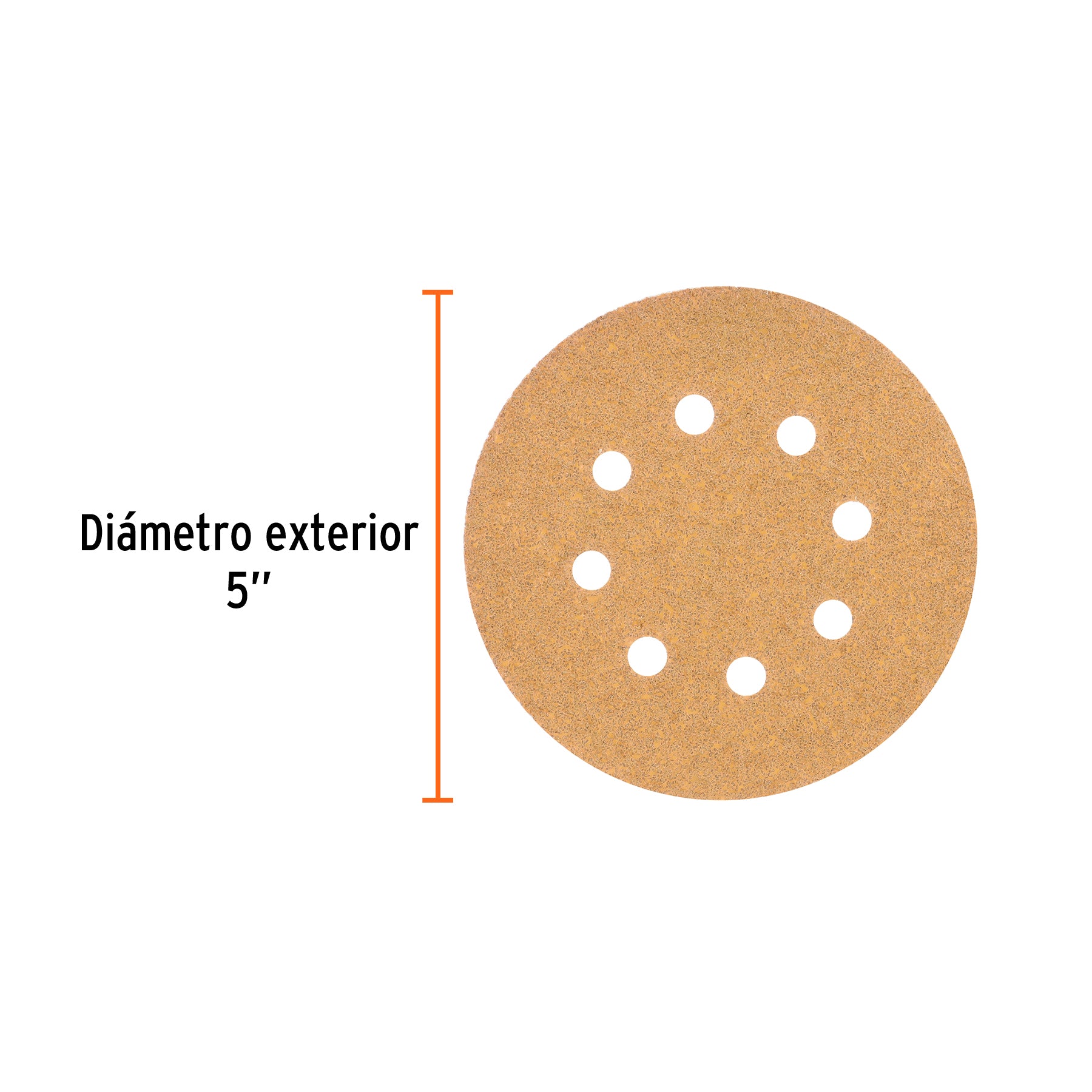 Paquete con 5 discos de lija 5" grano 40, 8 perforaciones