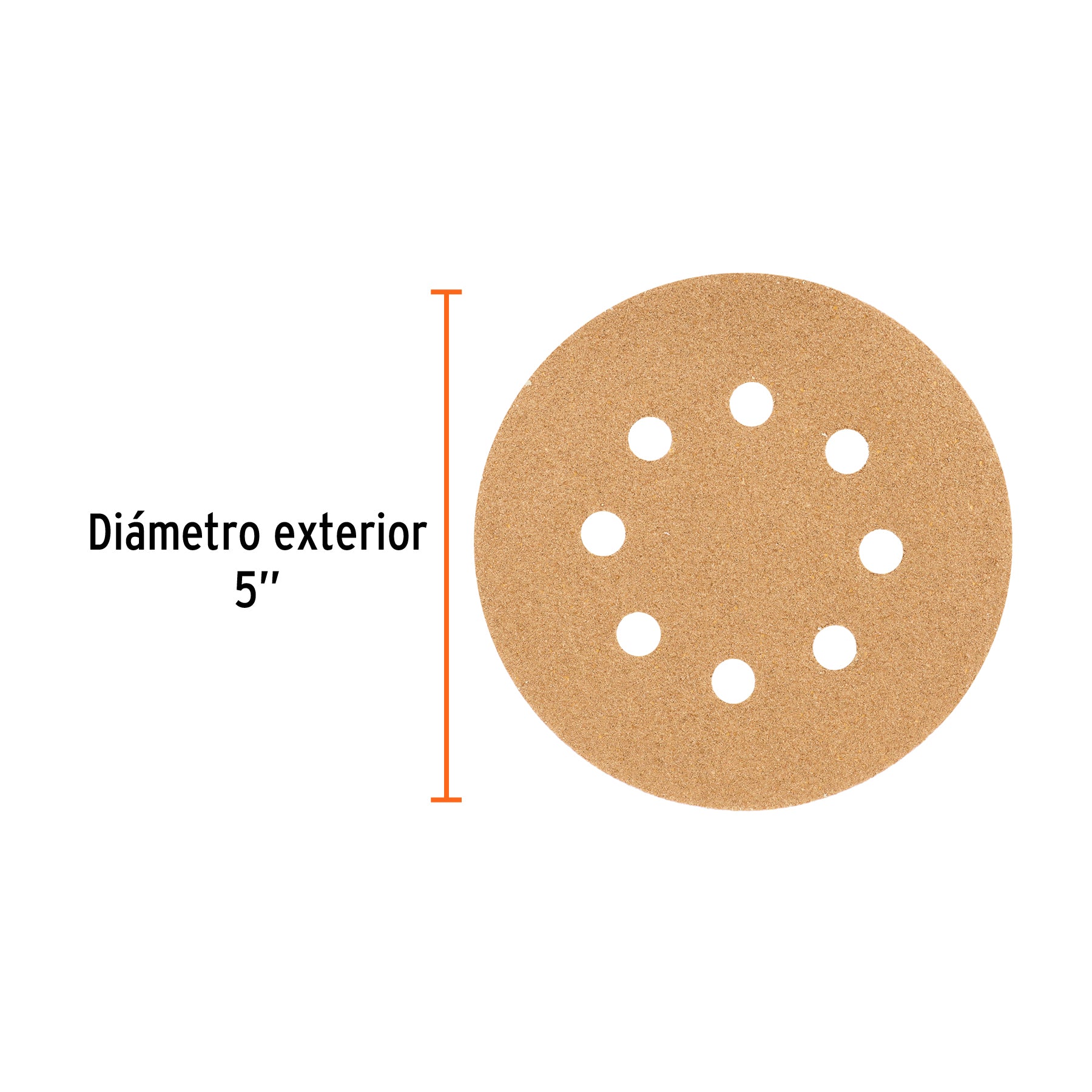 Paquete con 5 discos de lija 5" grano 60, 8 perforaciones