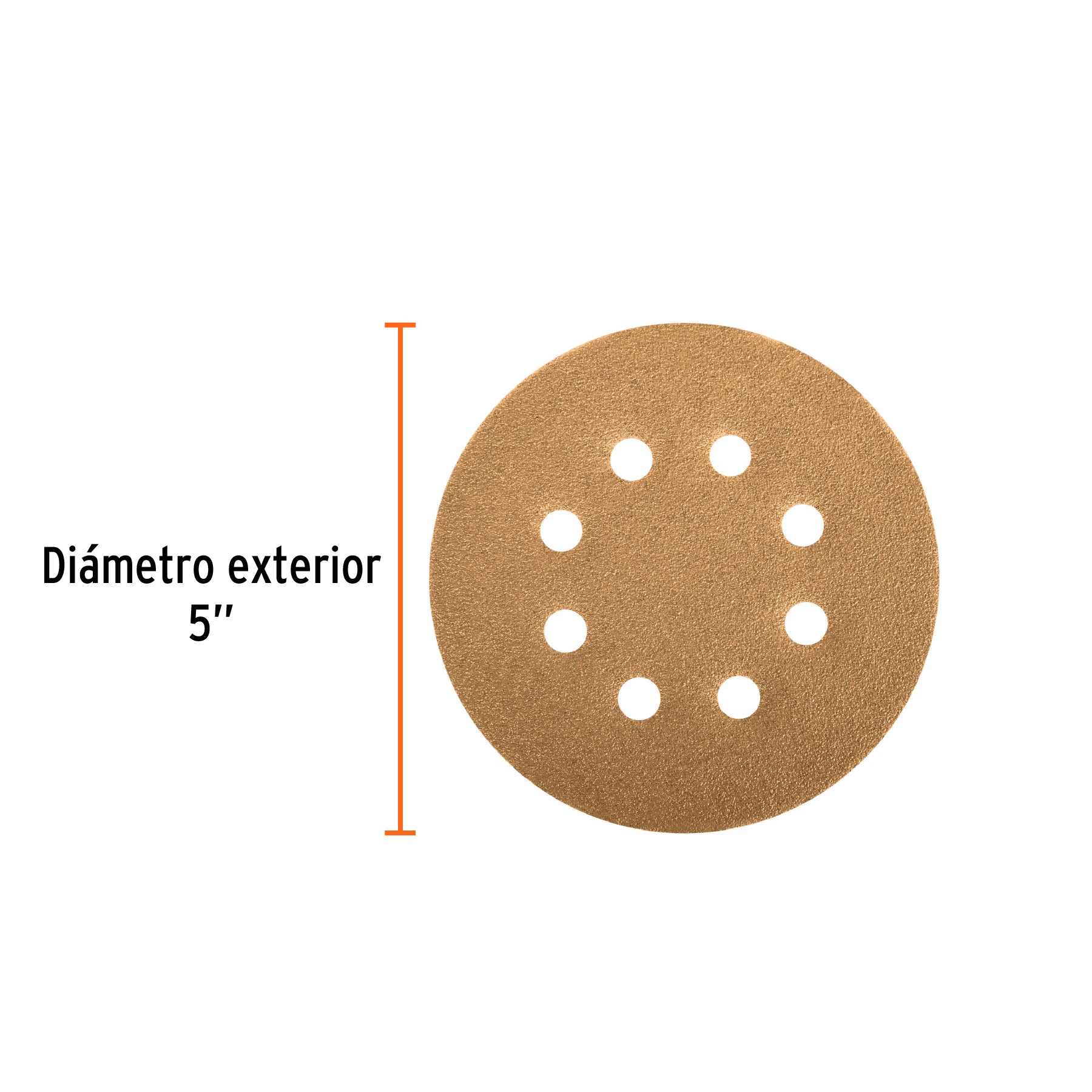 Paquete con 5 discos de lija 5" grano 80, 8 perforaciones