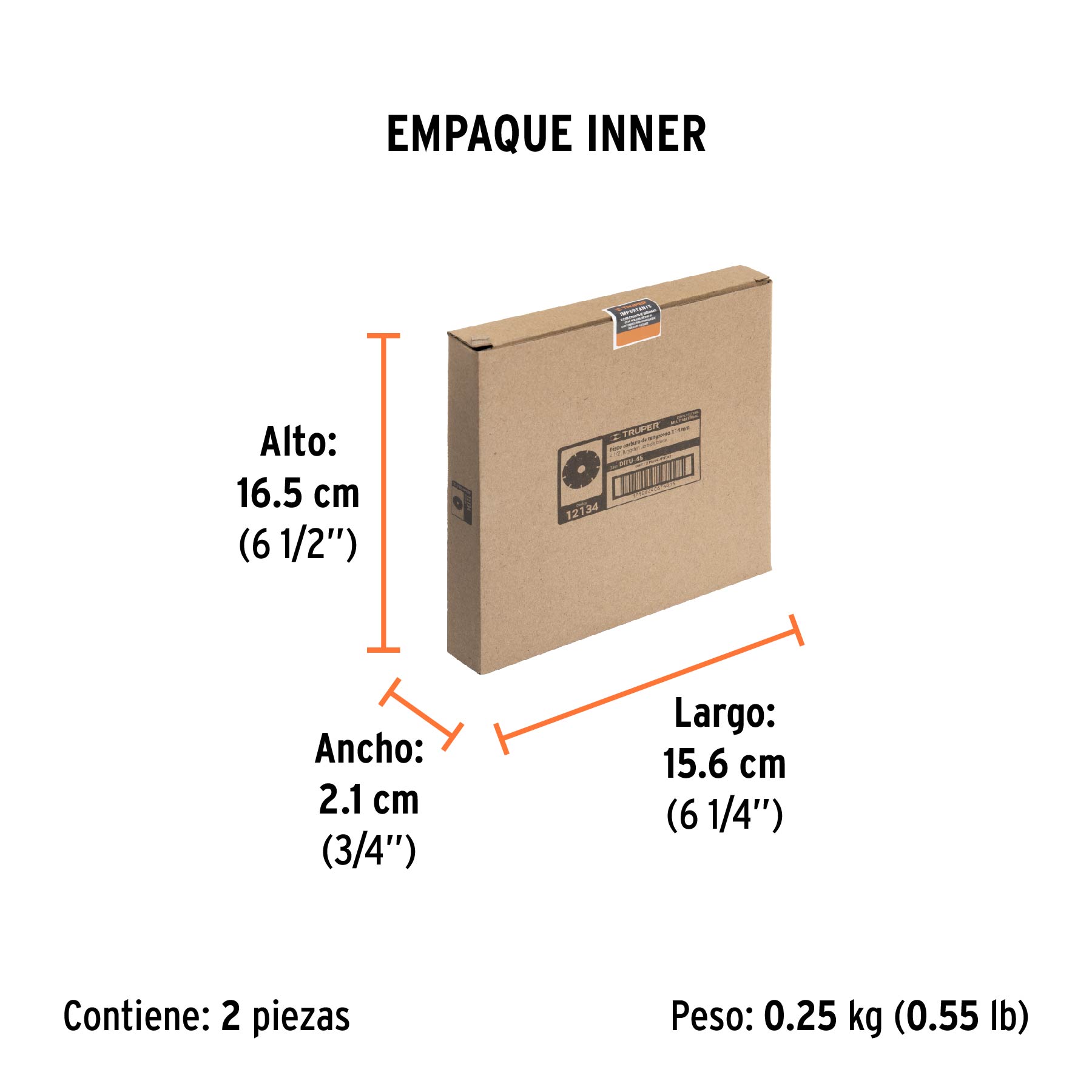 Disco 4-1/2" multimaterial de carburo de tungsteno, TRUPER - Empaque