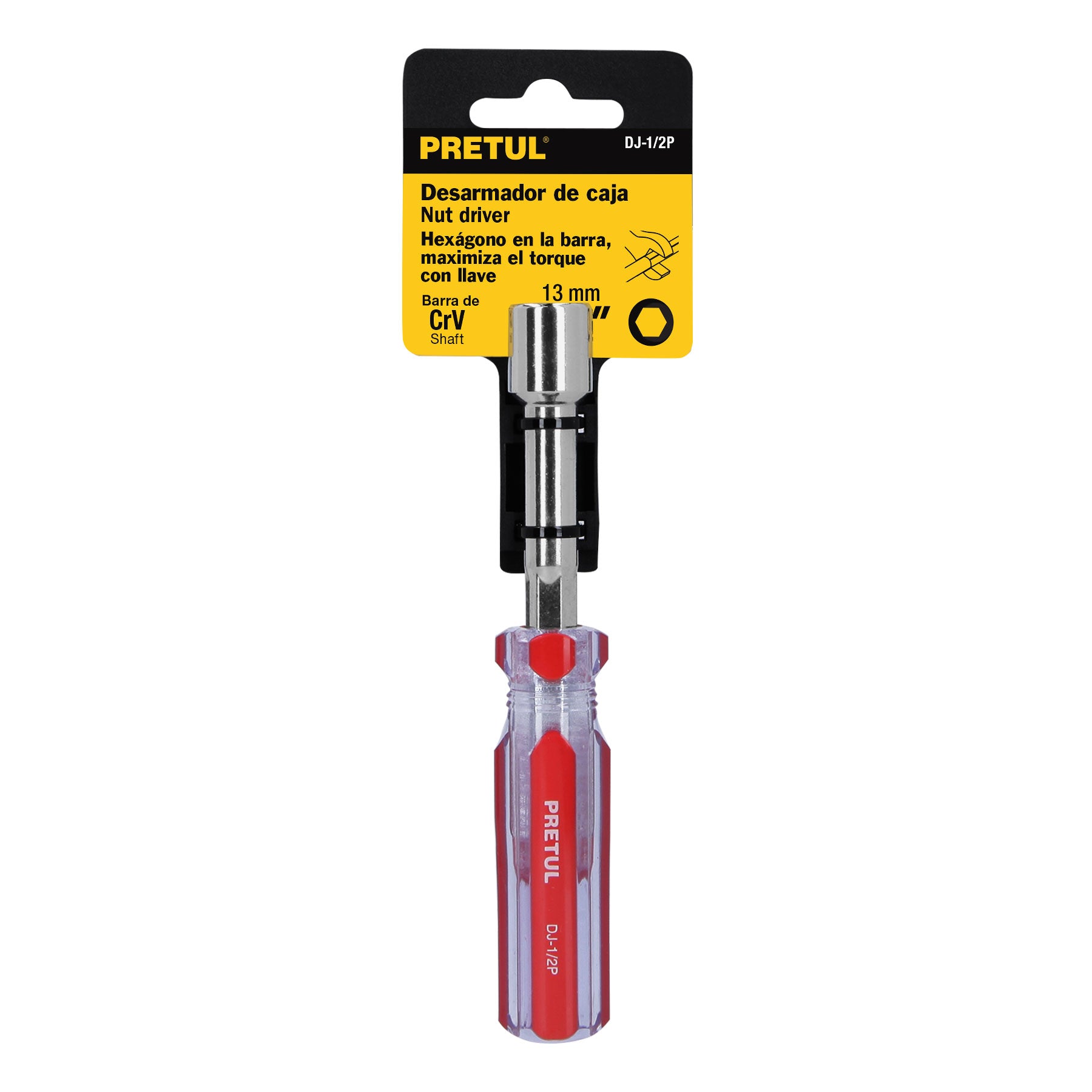 Desarmador de caja 1/2" mango de PVC, PRETUL