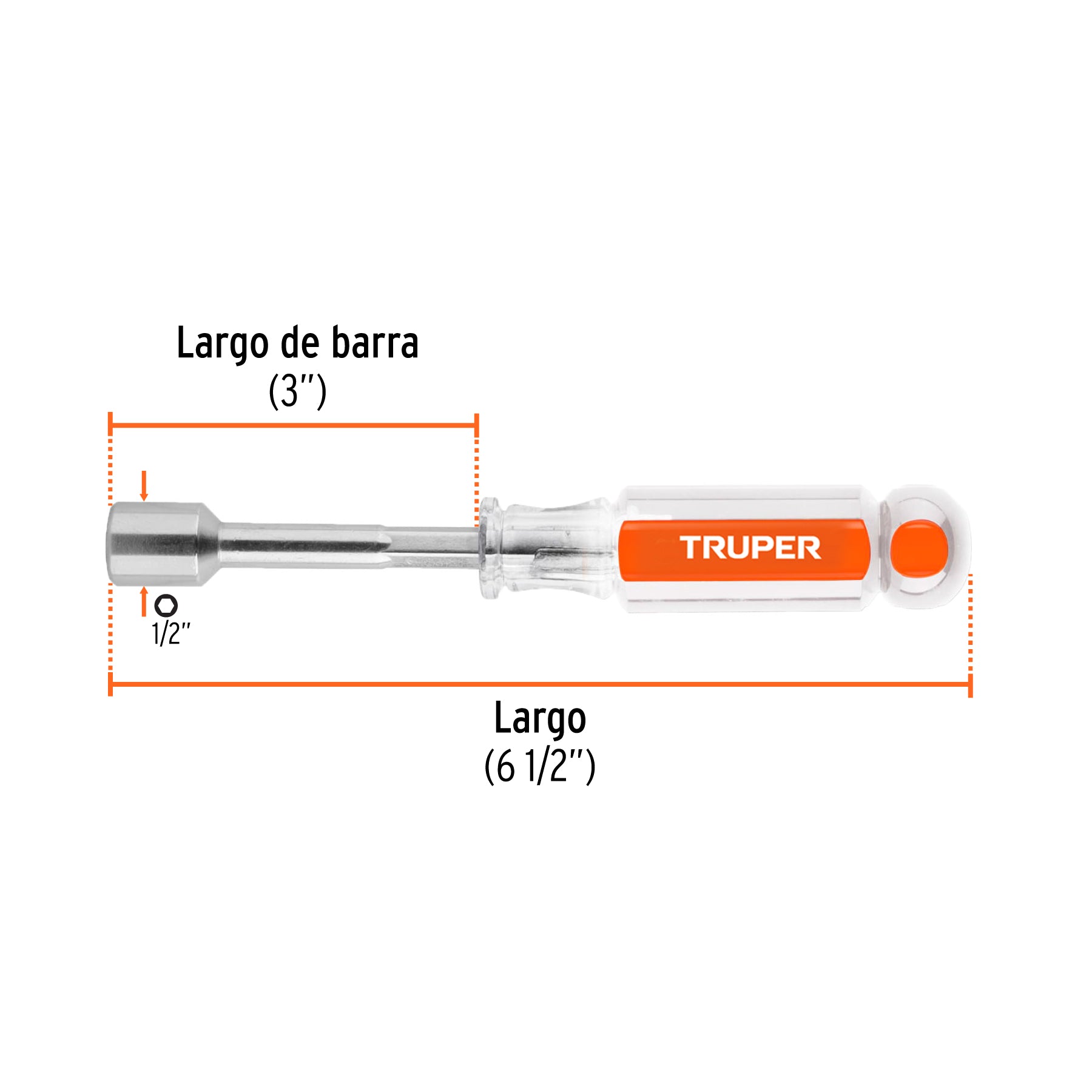Desarmador de caja 1/2" mango de acetato, TRUPER