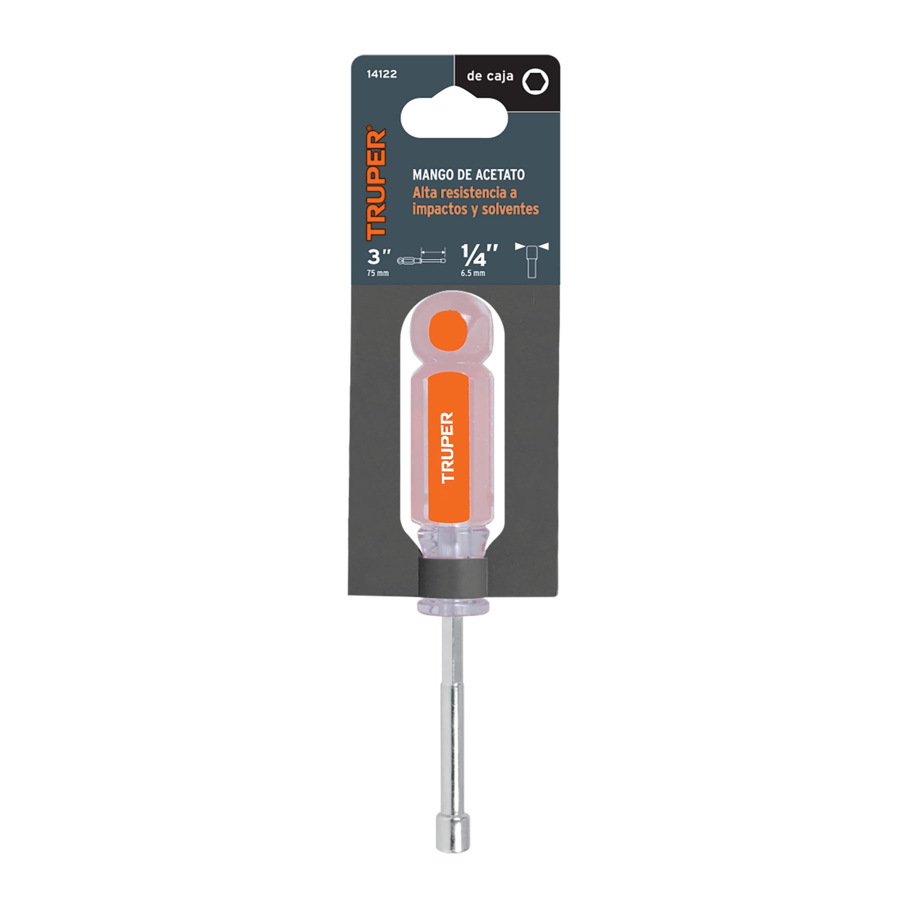 Desarmador de caja 1/4" mango de acetato, TRUPER