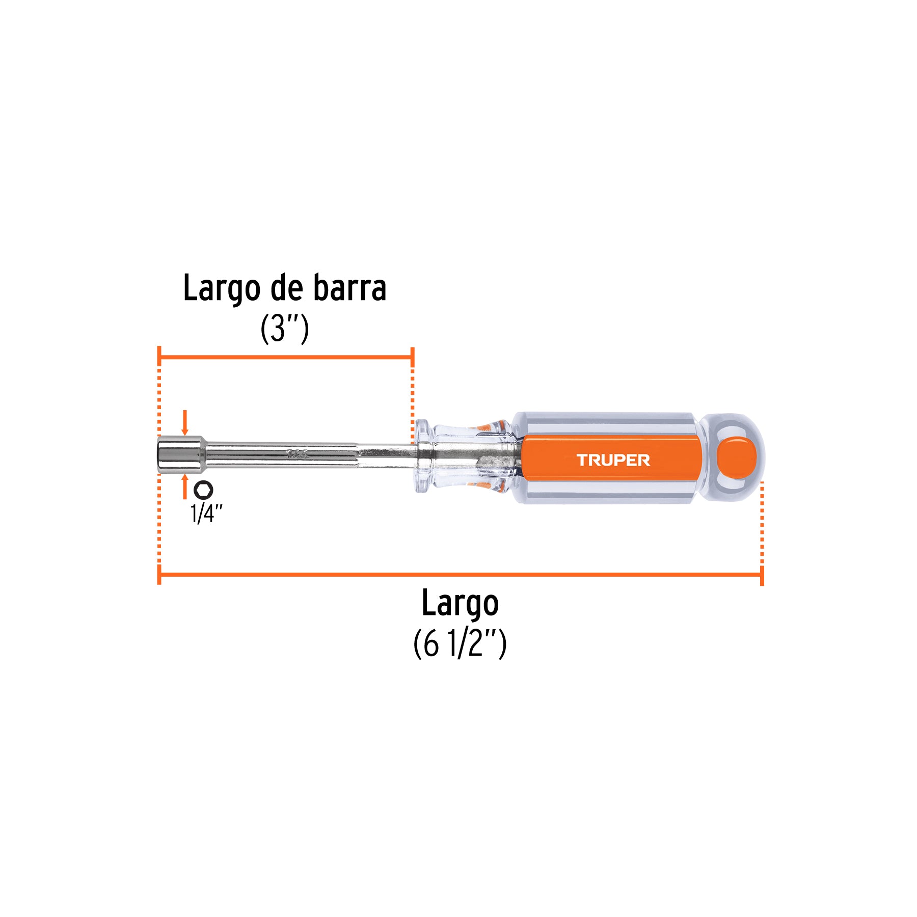 Desarmador de caja 1/4" mango de acetato, TRUPER