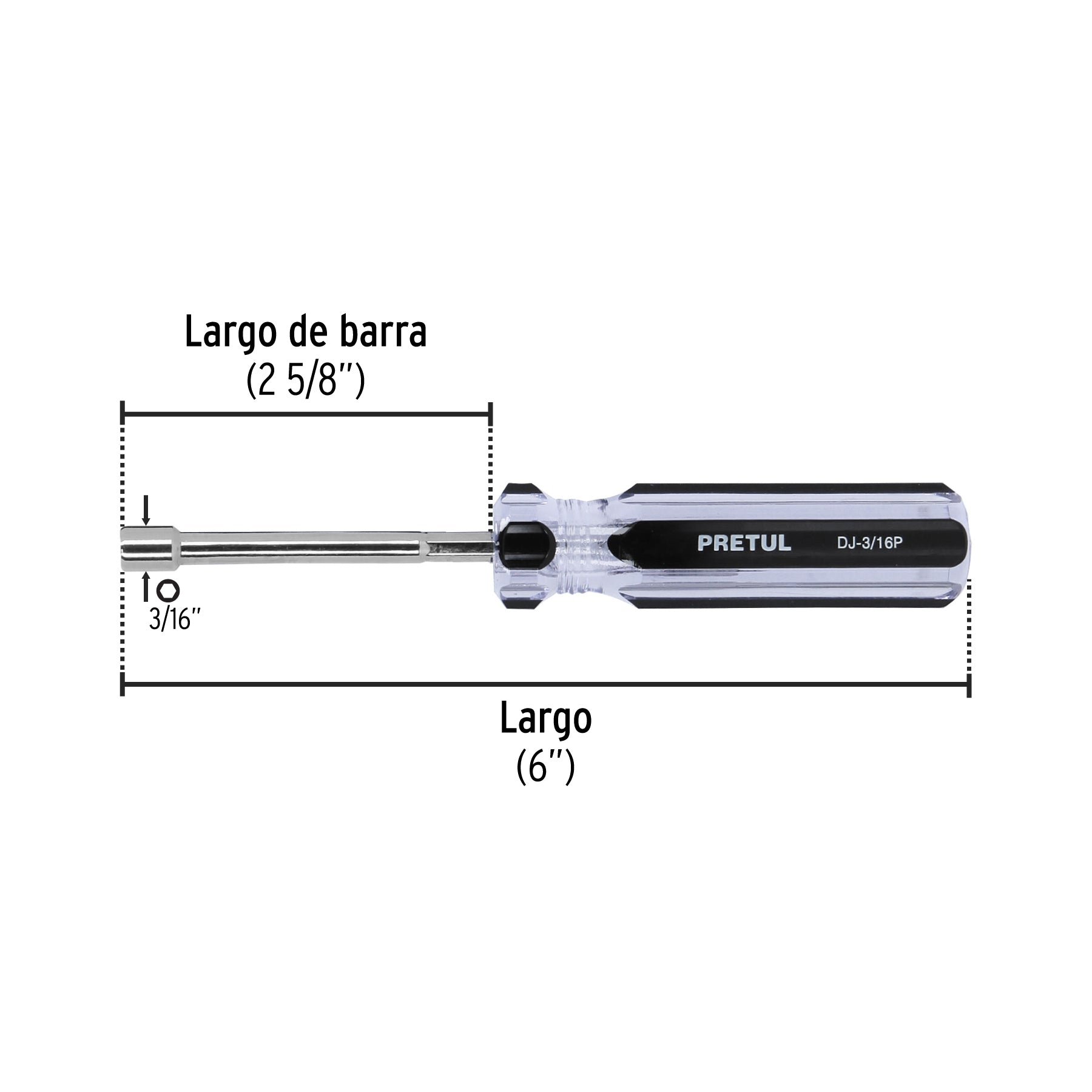 Desarmador de caja 3/16" mango de PVC, PRETUL