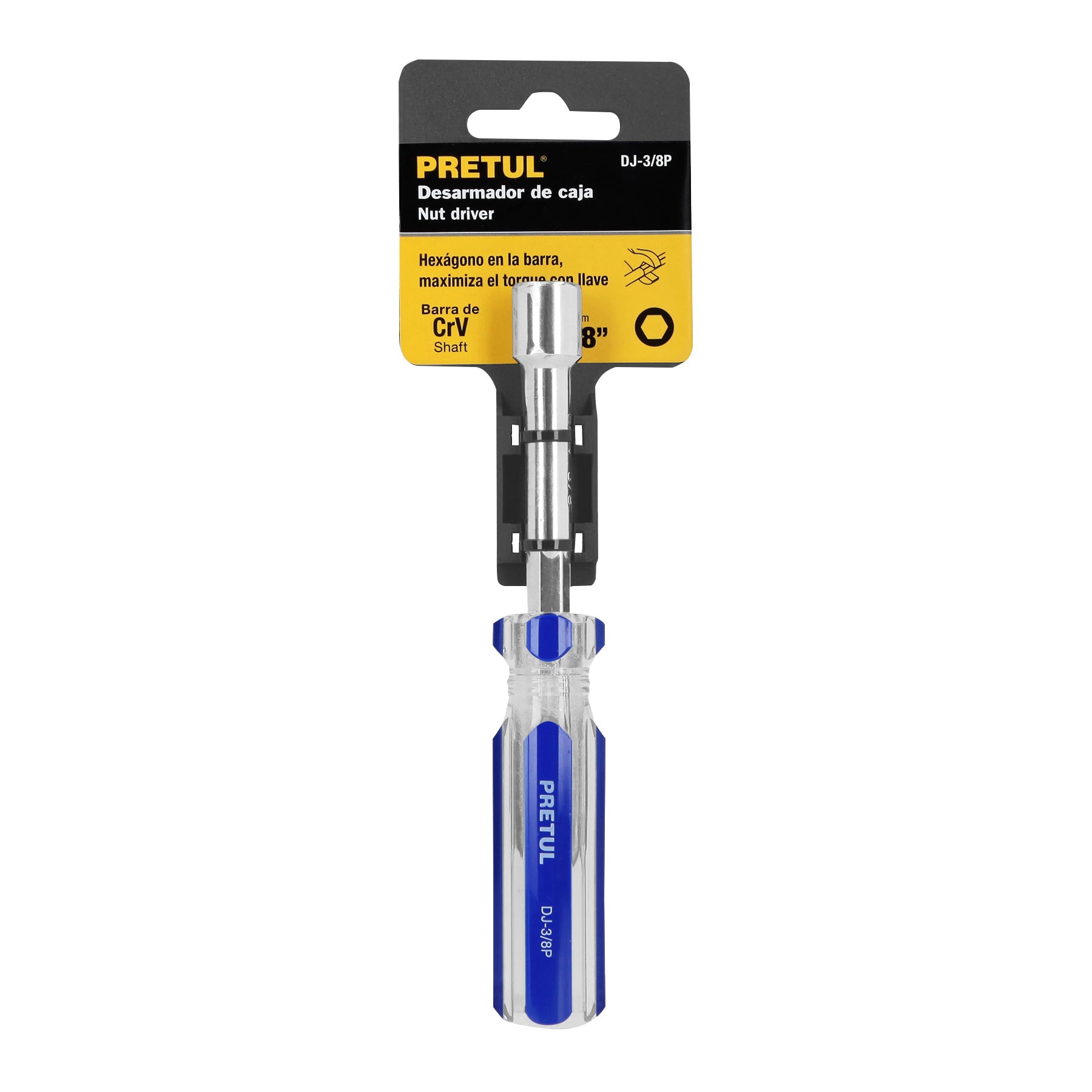 Desarmador de caja 3/8" mango de PVC, PRETUL