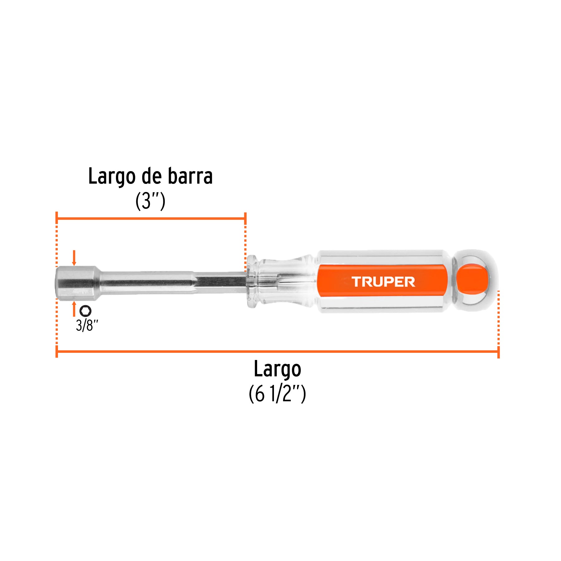 Desarmador de caja 3/8" mango de acetato, TRUPER