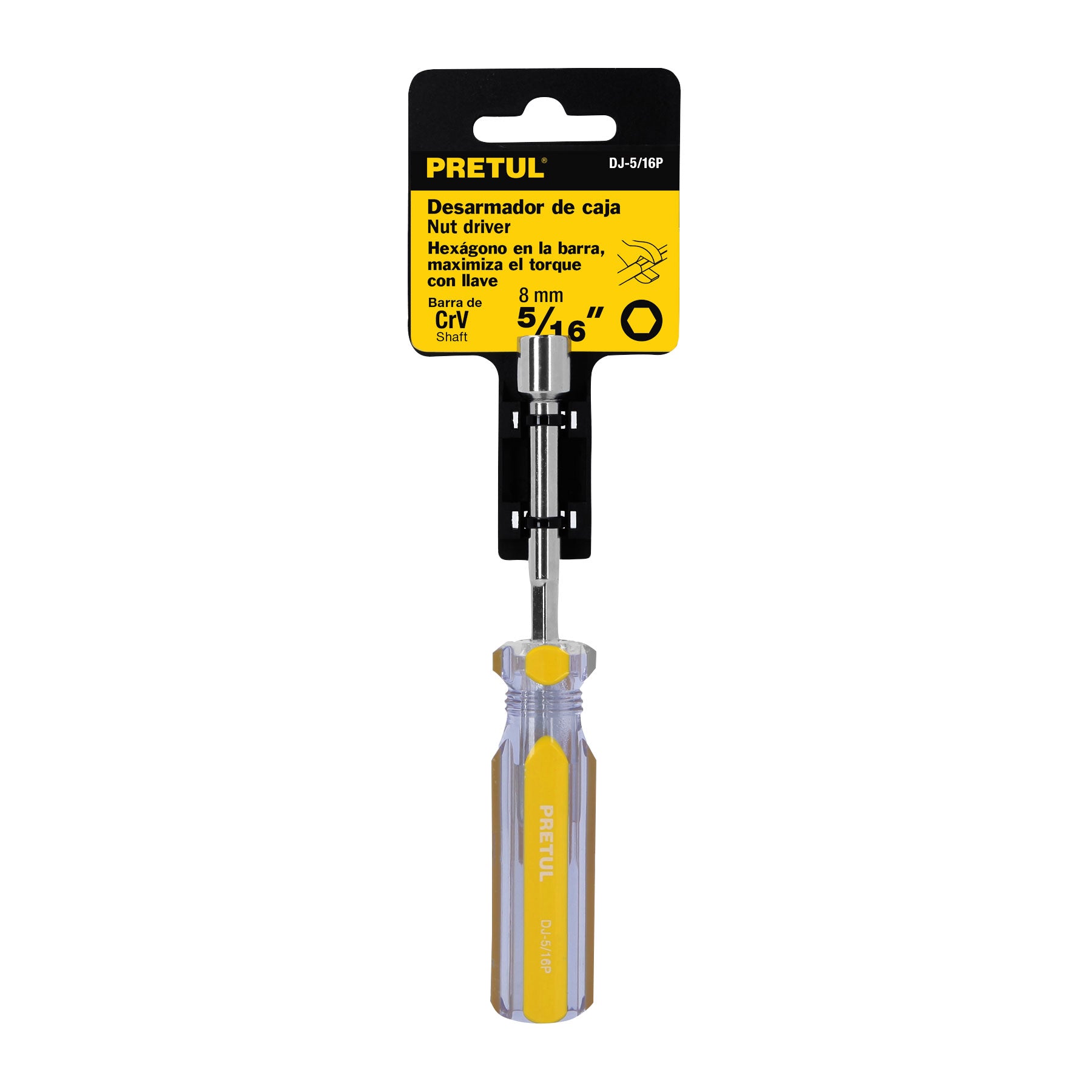 Desarmador de caja 5/16" mango de PVC, PRETUL