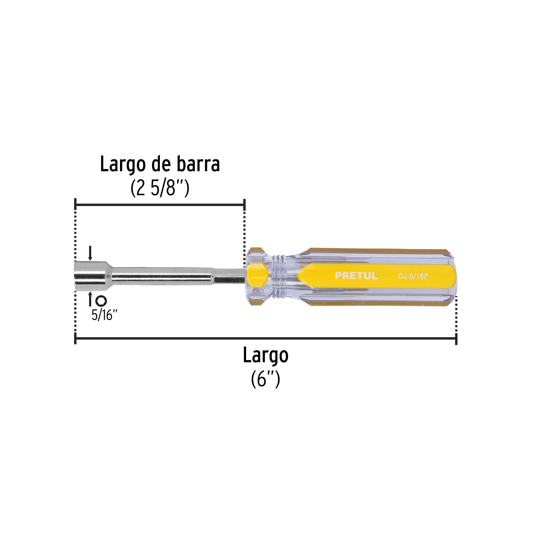 Desarmador de caja 5/16" mango de PVC, PRETUL