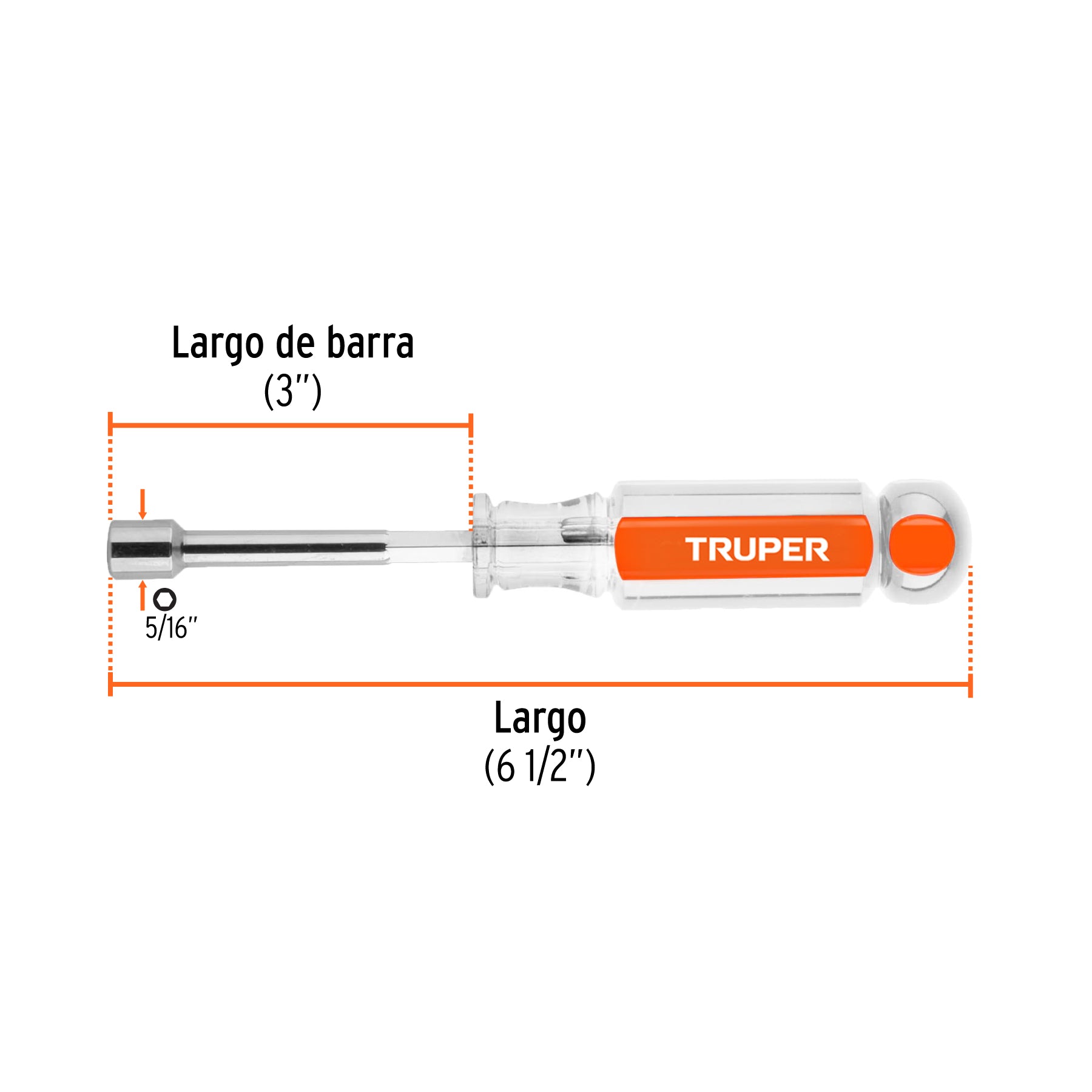 Desarmador de caja 5/16" mango de acetato, TRUPER