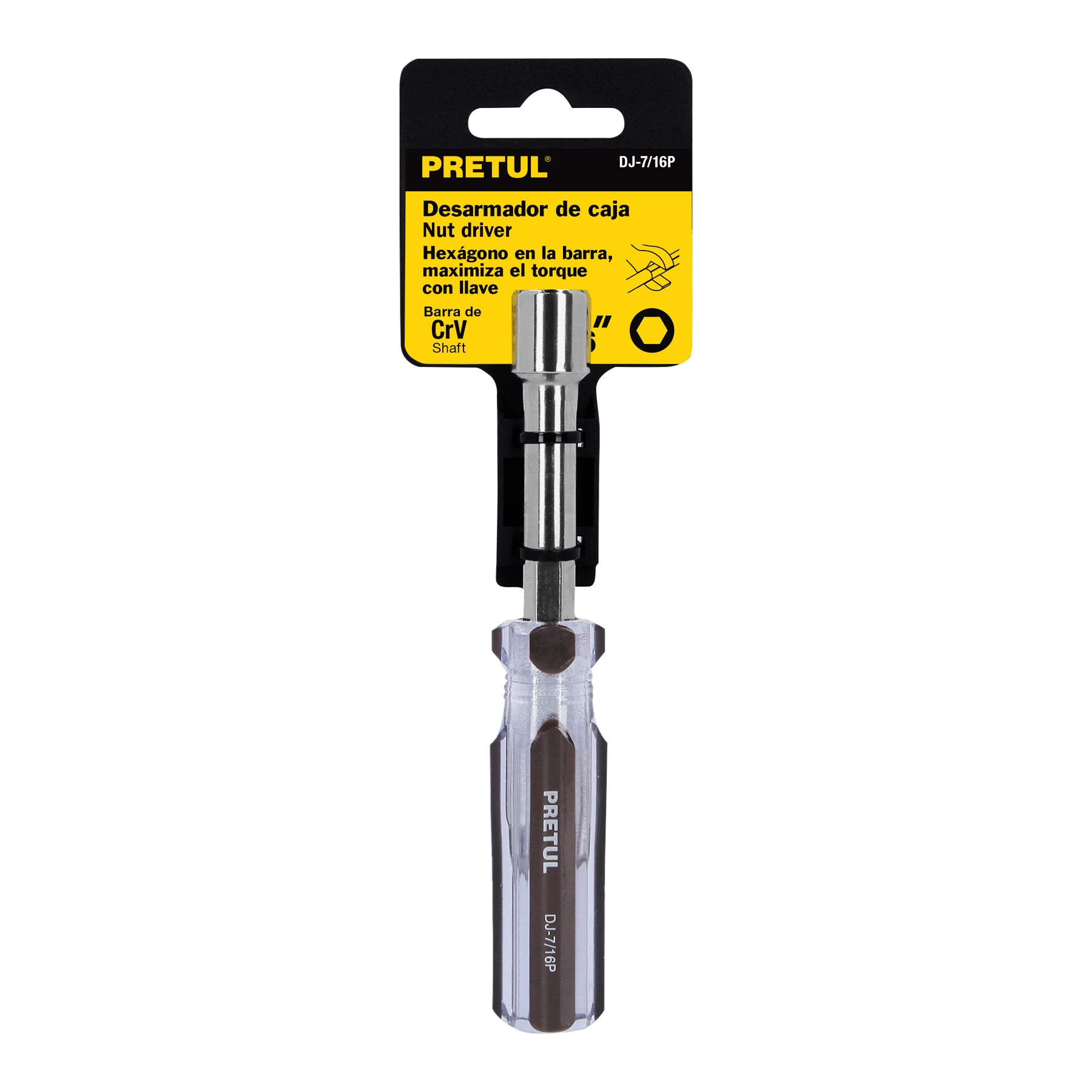 Desarmador de caja 7/16" mango de PVC, PRETUL
