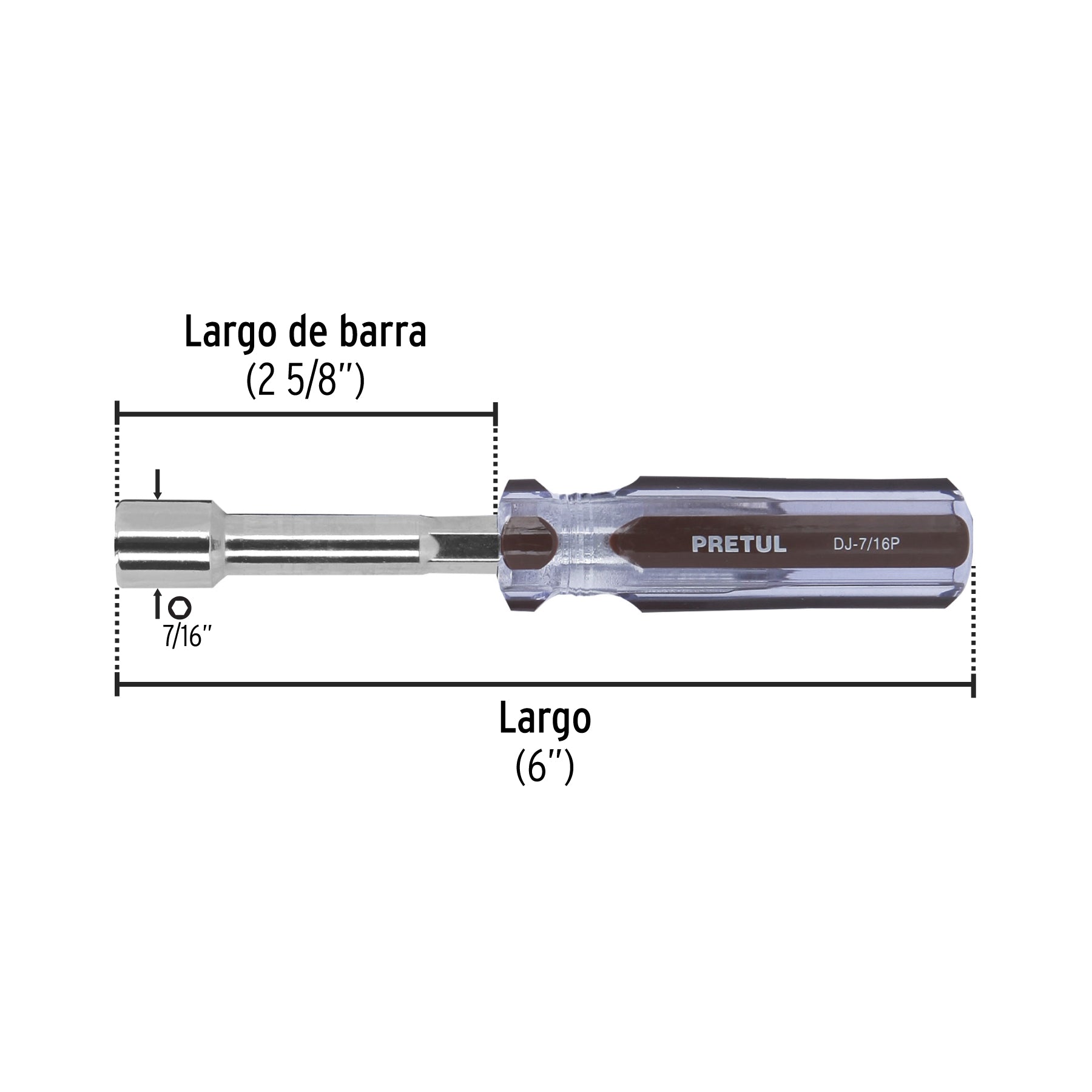 Desarmador de caja 7/16" mango de PVC, PRETUL