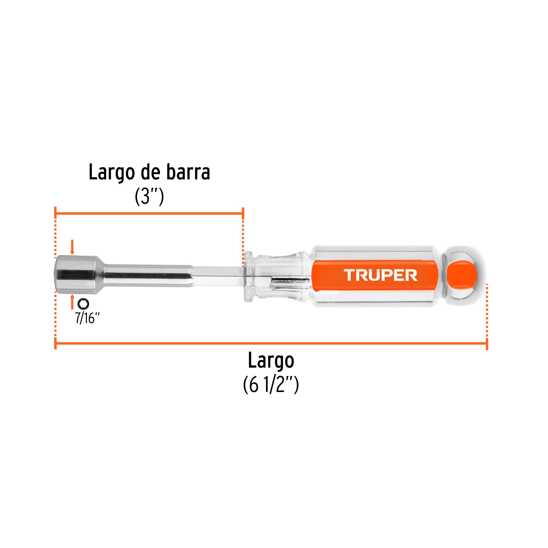 Desarmador de caja 7/16" mango de acetato, TRUPER