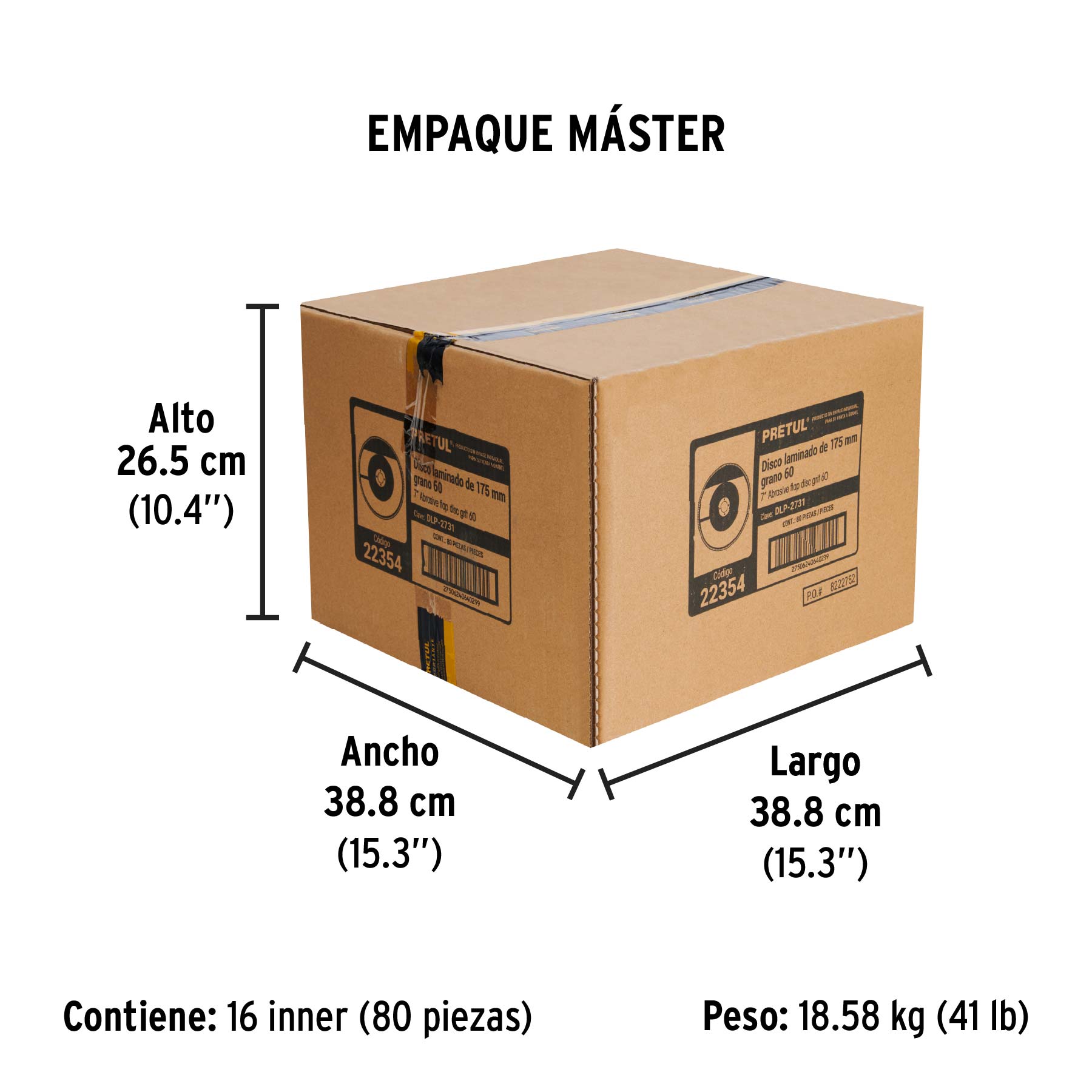 Disco laminado 7", grano 60 centro 7/8", fibra, PRETUL - Empaque