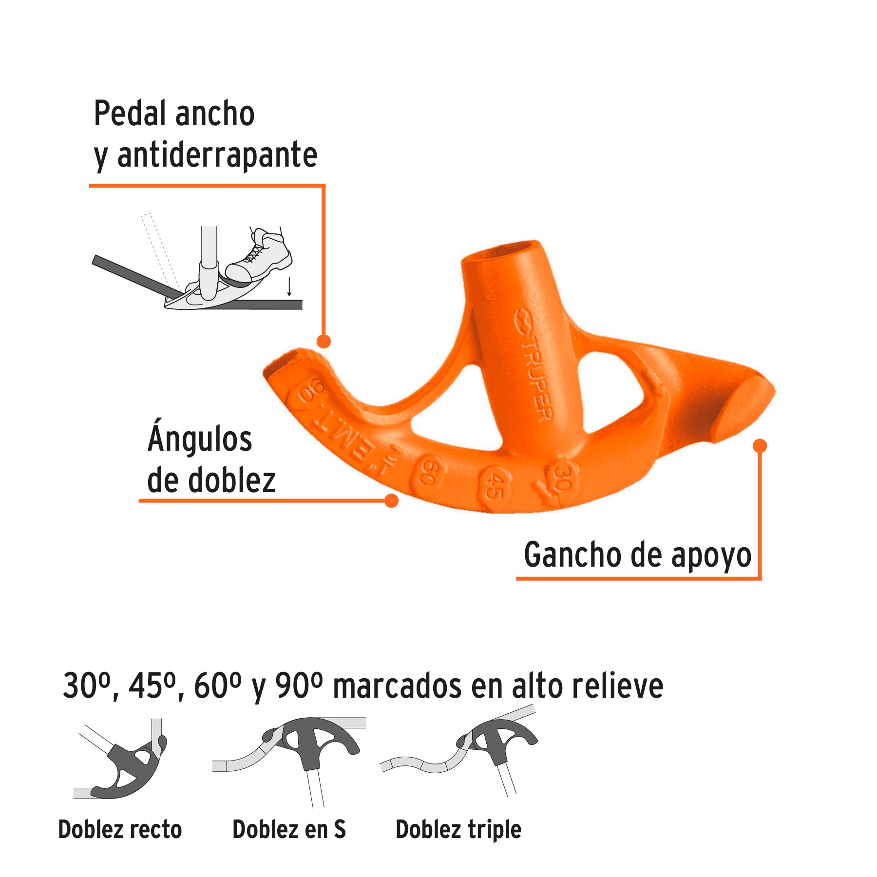 Doblador de tubo conduit 1/2", TRUPER