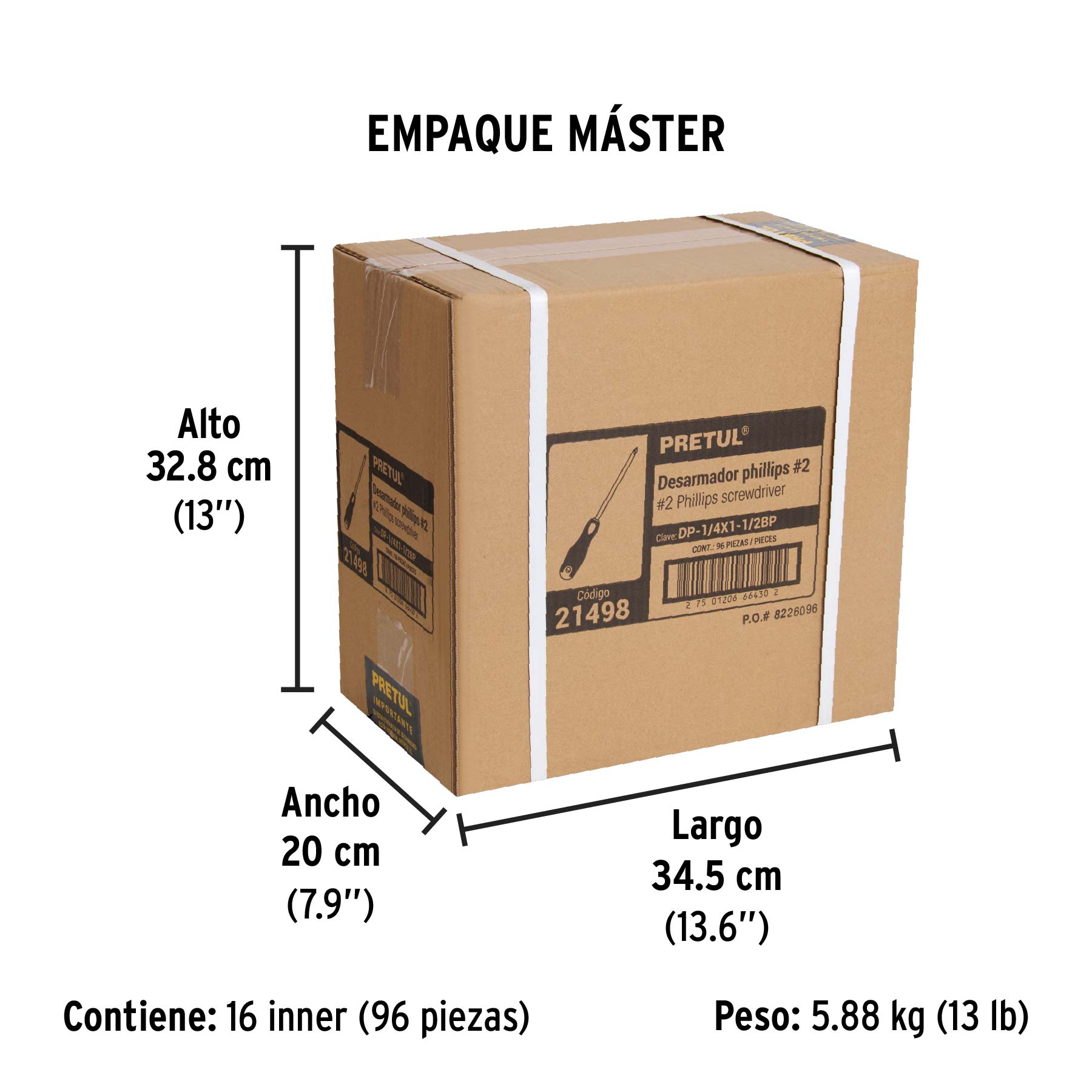 Desarmador de cruz 1/4" x 1-1/2" mango Comfort Grip, PRETUL - Empaque