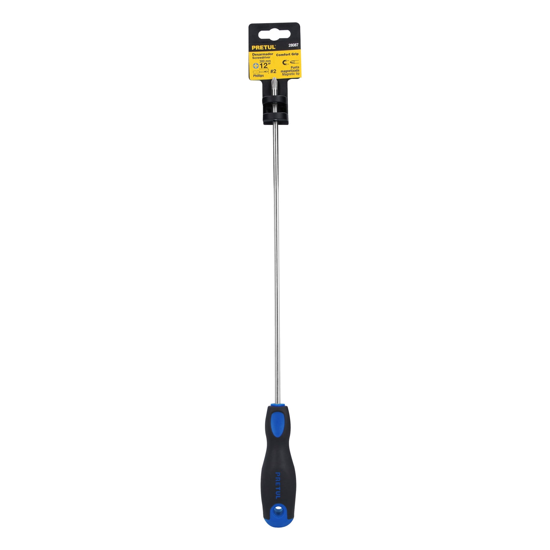 Desarmador de cruz 1/4" x 12" mango Comfort Grip, PRETUL