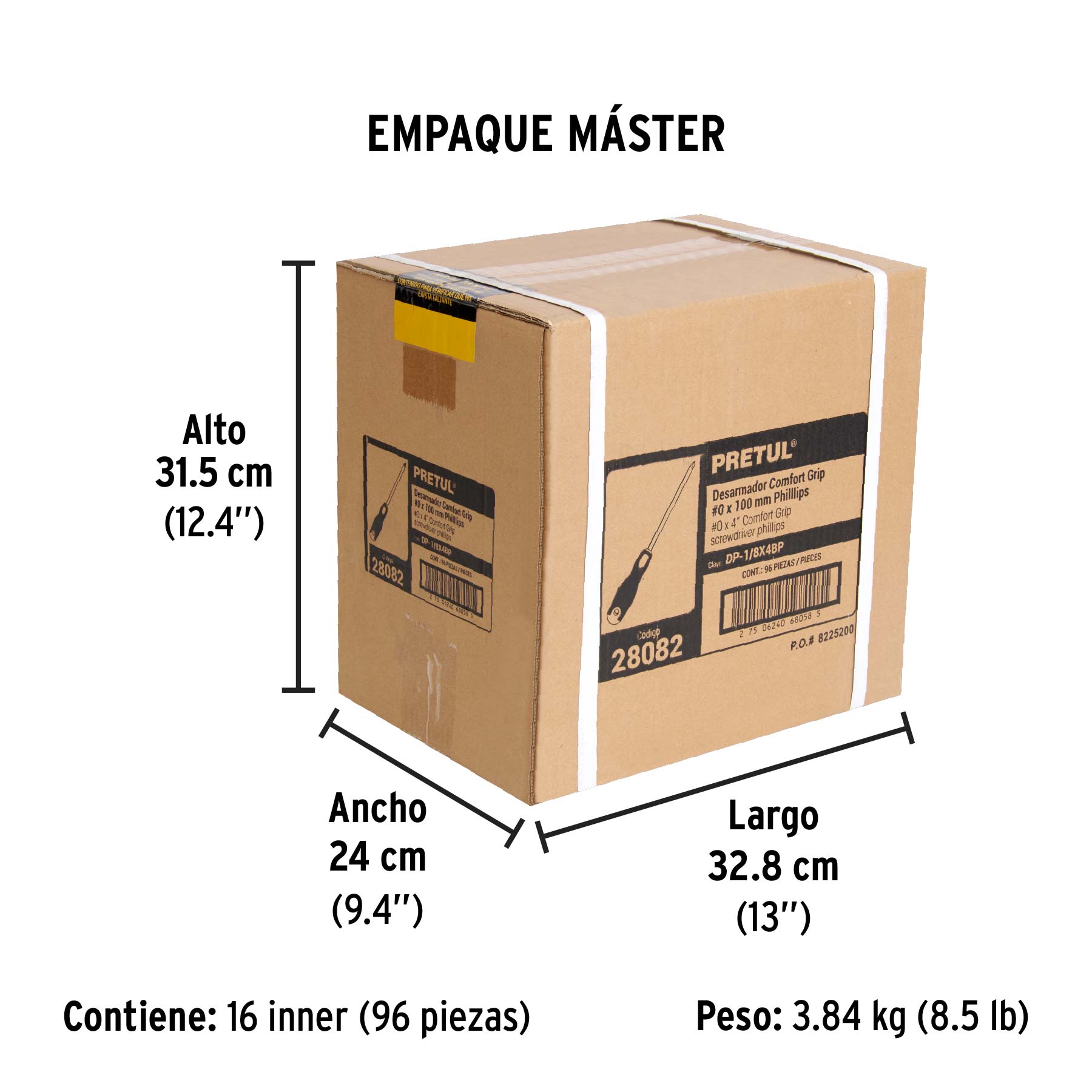 Desarmador de cruz 1/8" x 4" mango Comfort Grip, PRETUL - Empaque