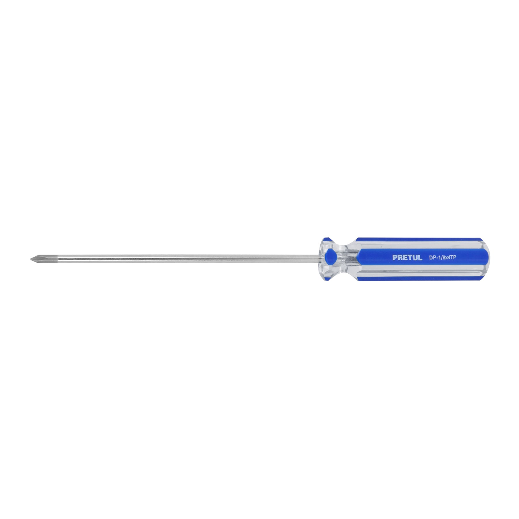 Desarmador de cruz 1/8" x 4" mango de PVC, PRETUL