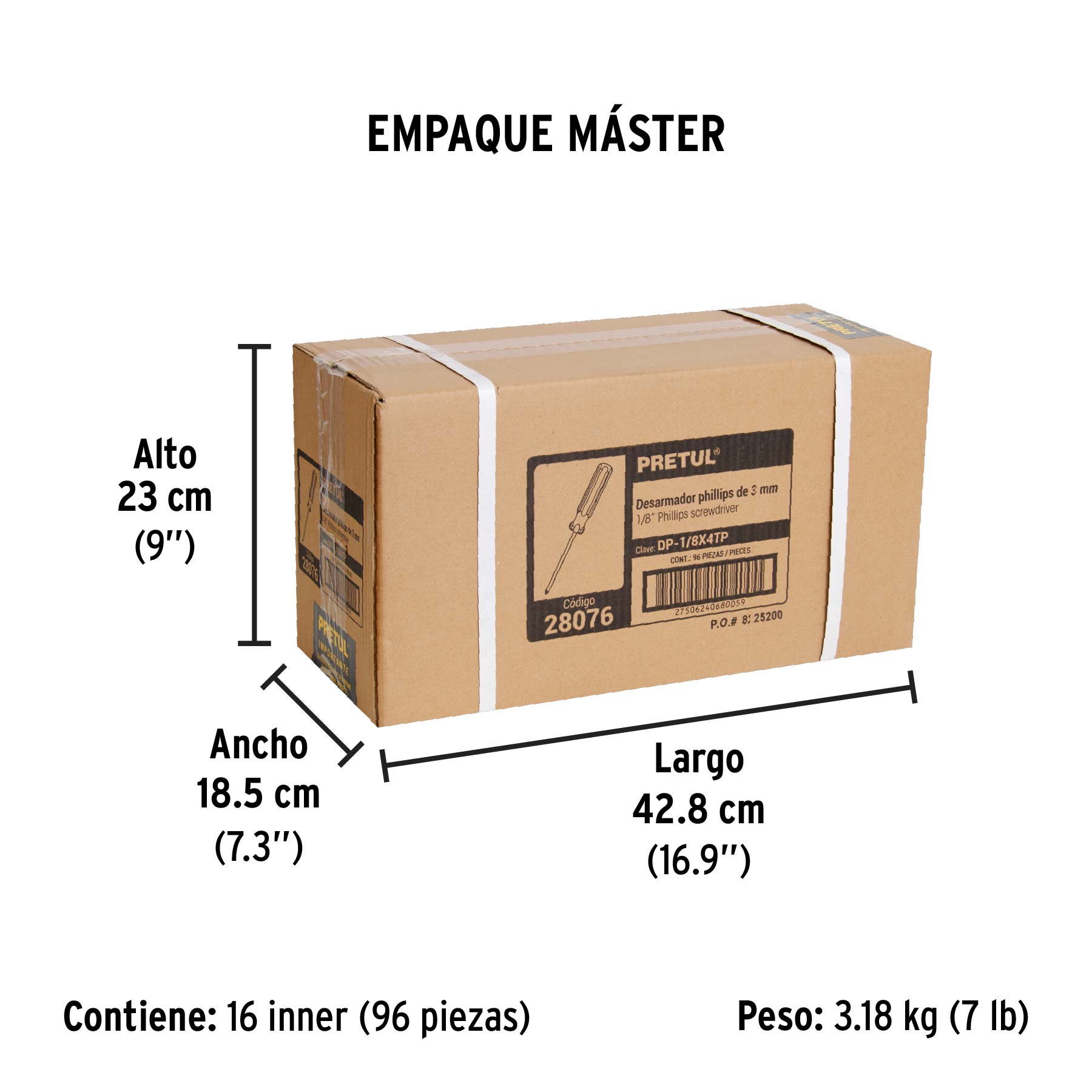 Desarmador de cruz 1/8" x 4" mango de PVC, PRETUL - Empaque