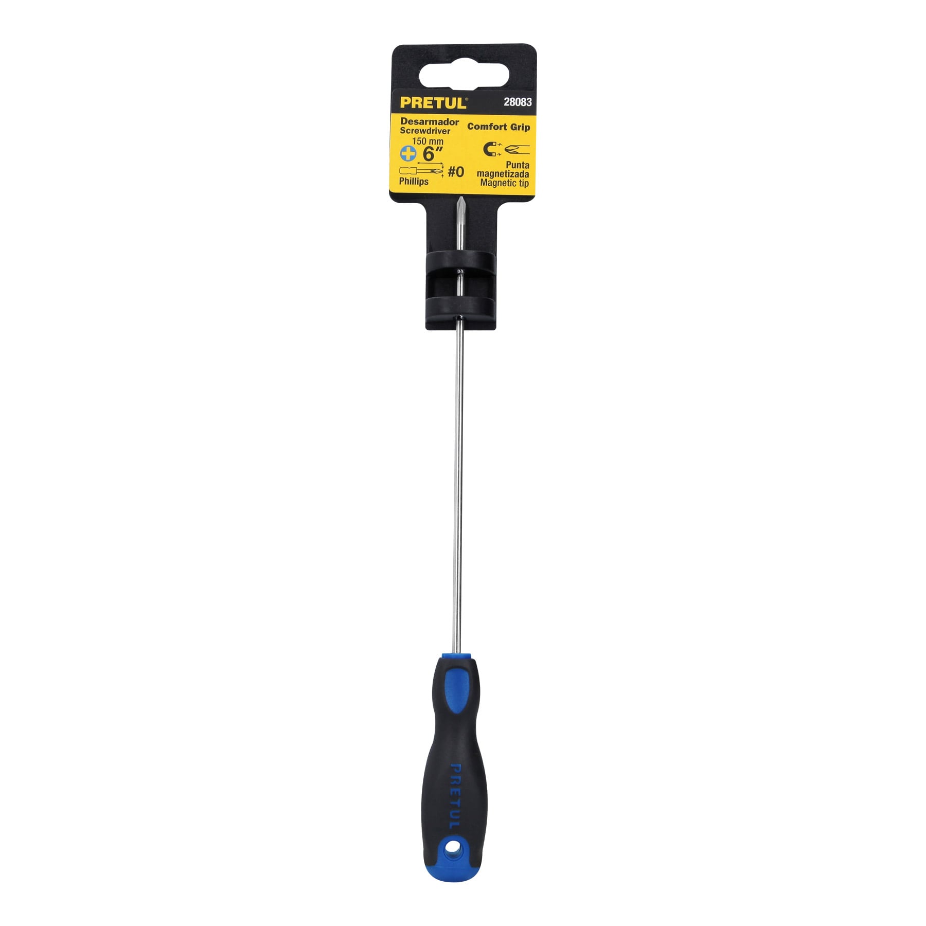 Desarmador de cruz 1/8" x 6" mango Comfort Grip, PRETUL