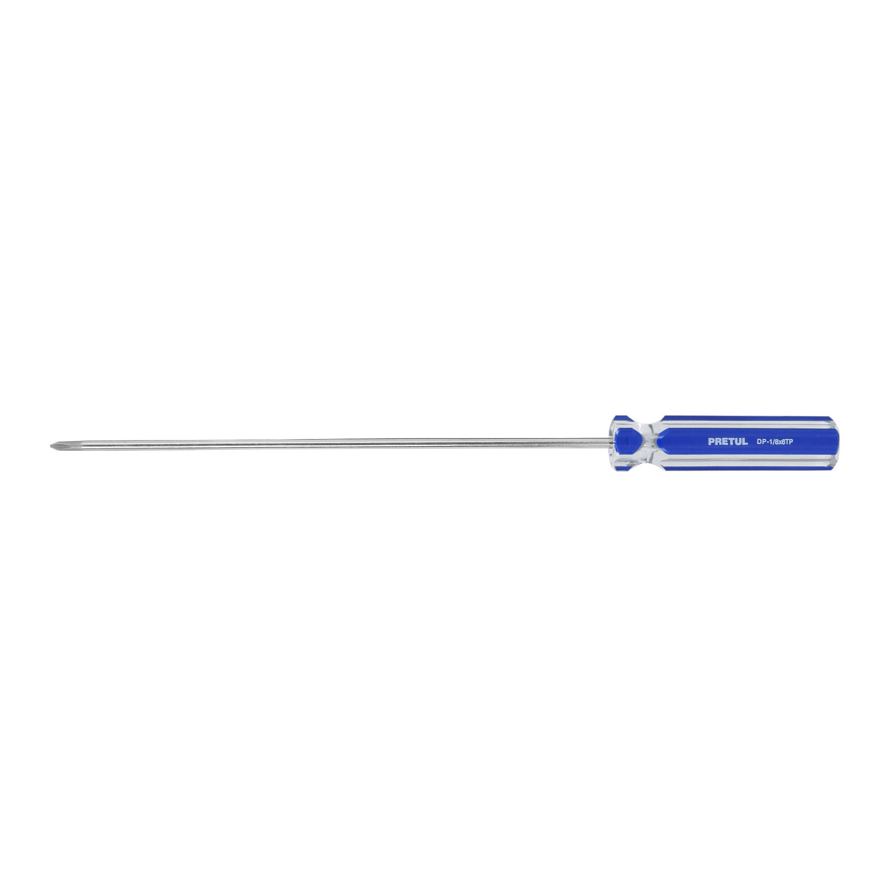 Desarmador de cruz 1/8" x 6" mango de PVC, PRETUL