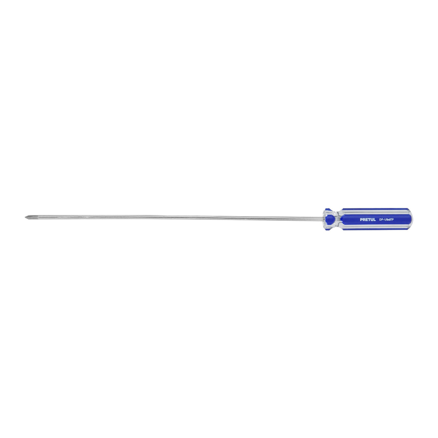Desarmador de cruz 1/8" x 8" mango de PVC, PRETUL