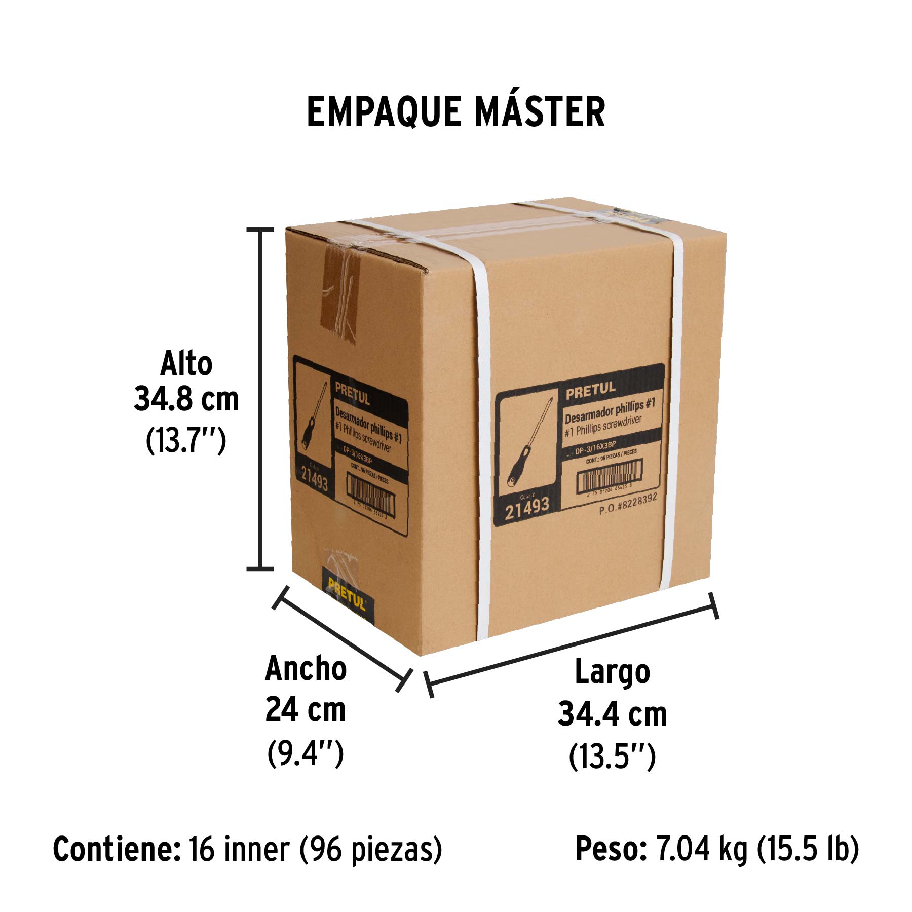 Desarmador de cruz 3/16" x 3" mango Comfort Grip, PRETUL - Empaque