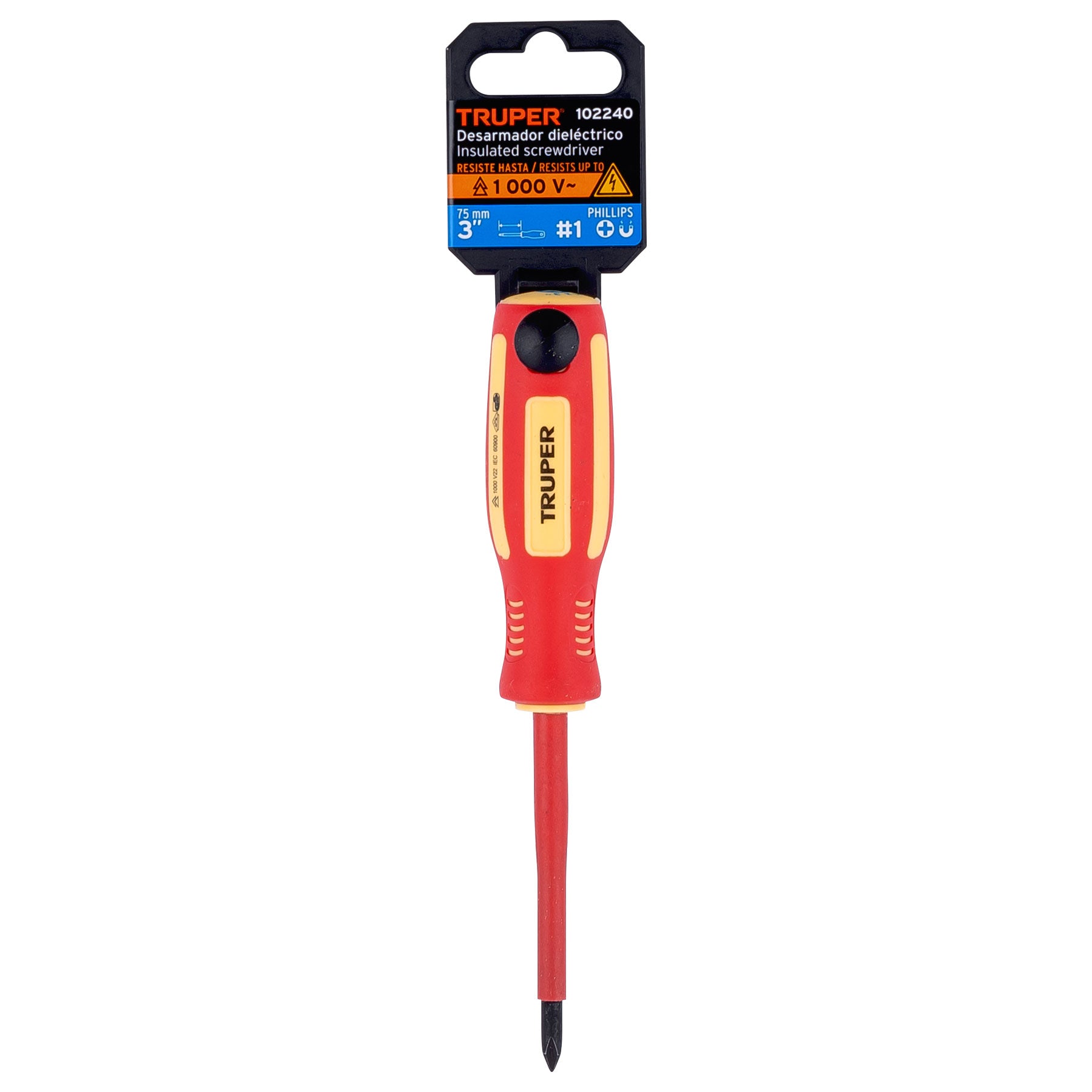 Desarmador dieléctrico de cruz 3/16" x 3", TRUPER