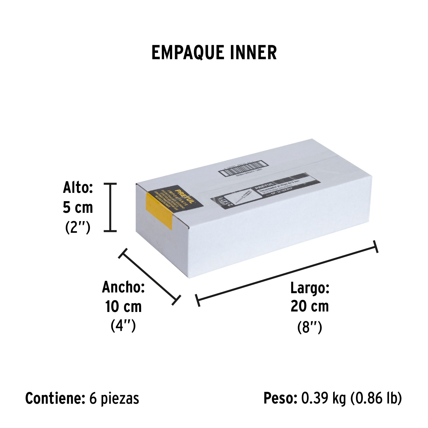 Desarmador de cruz 3/16 x 3" mango de PVC, PRETUL - Empaque