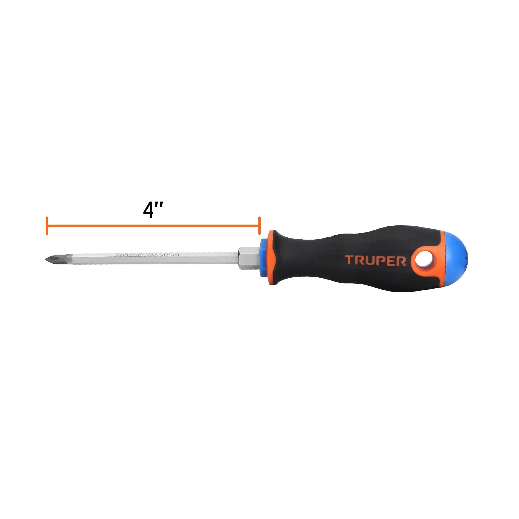 Desarmador de cruz 3/16" x 4" mango Comfort Grip, TRUPER