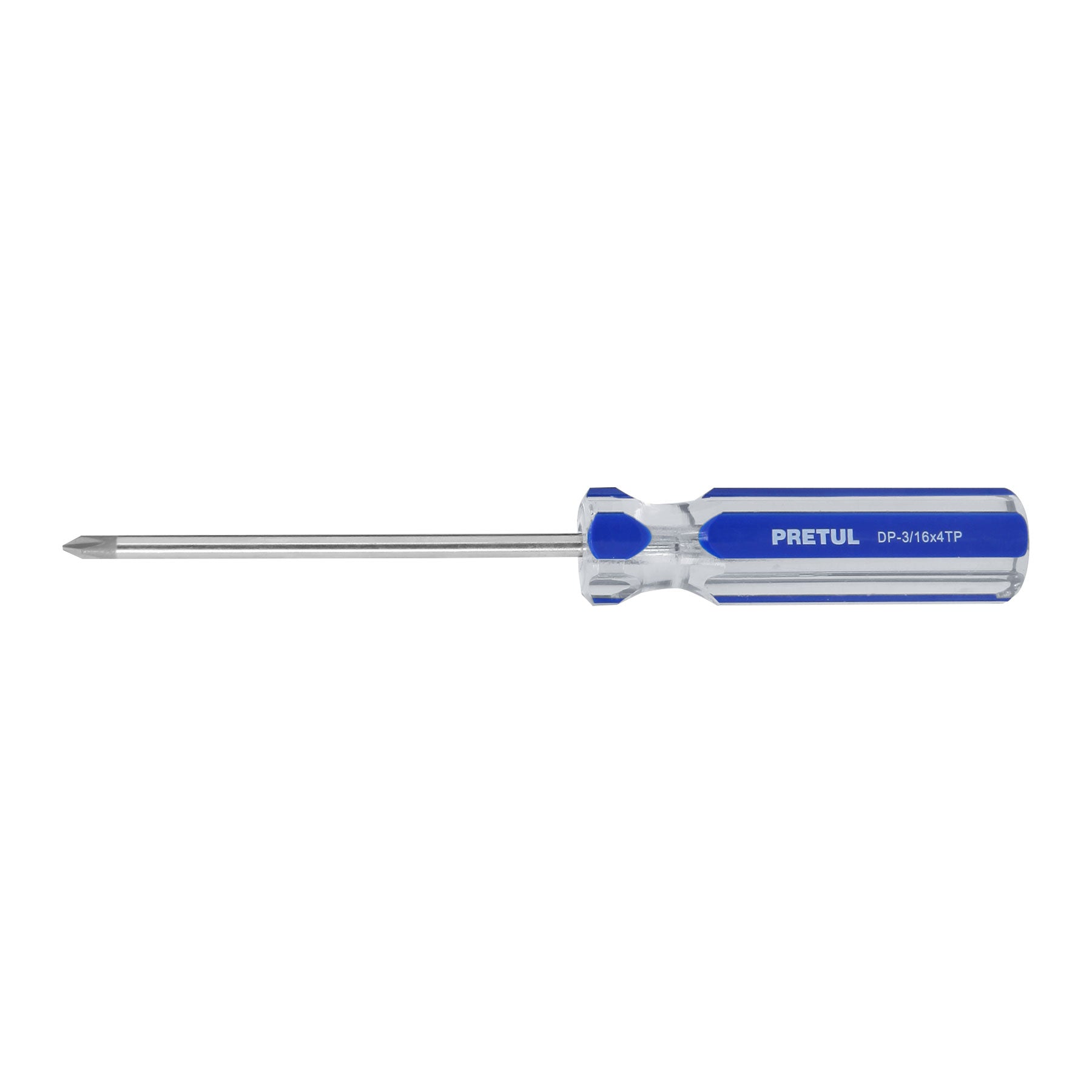 Desarmador de cruz 3/16 x 4" mango de PVC, PRETUL