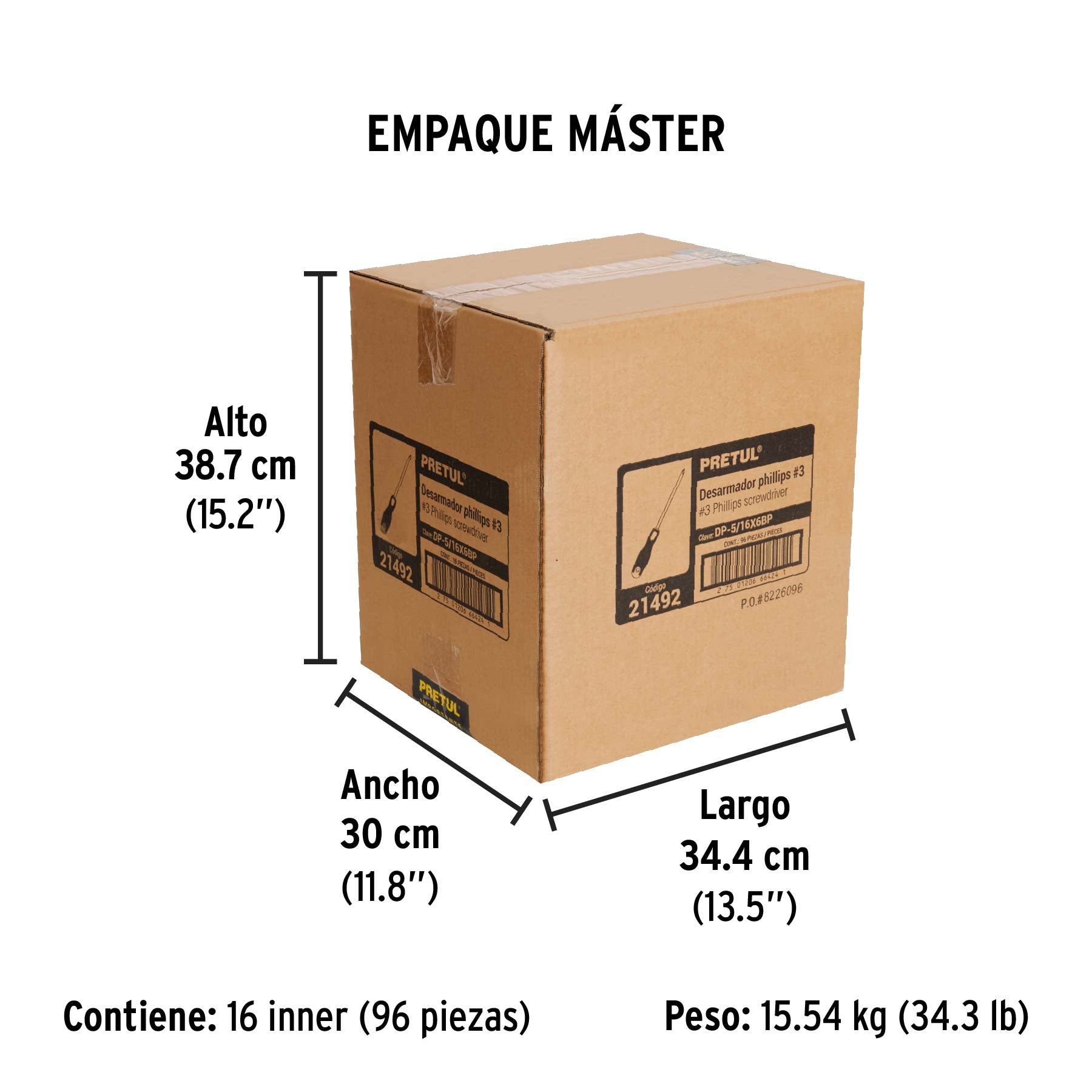 Desarmador de cruz 5/16" x 6" mango Comfort Grip, PRETUL - Empaque
