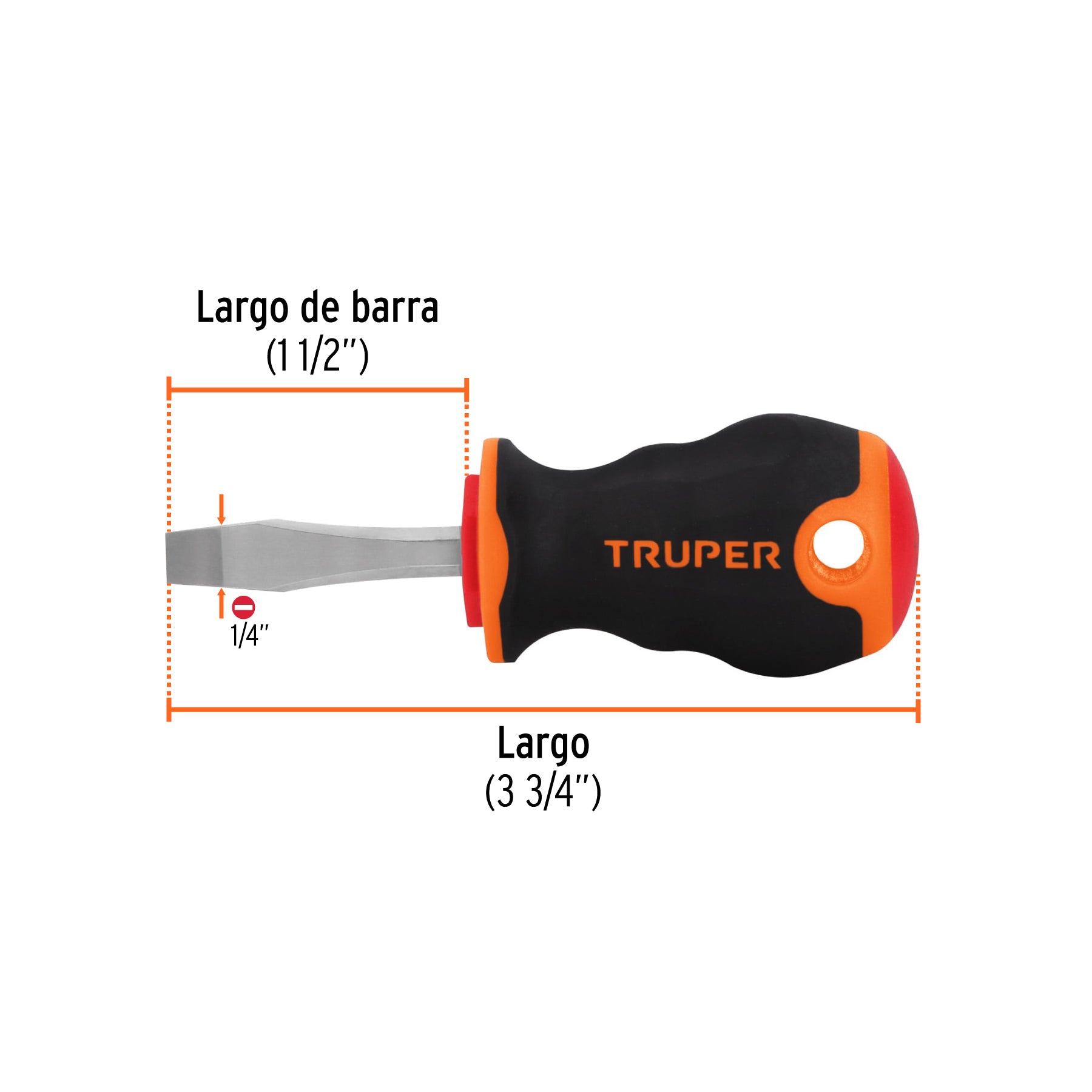 Desarmador plano 1/4" x 1-1/2" mango Comfort Grip, TRUPER