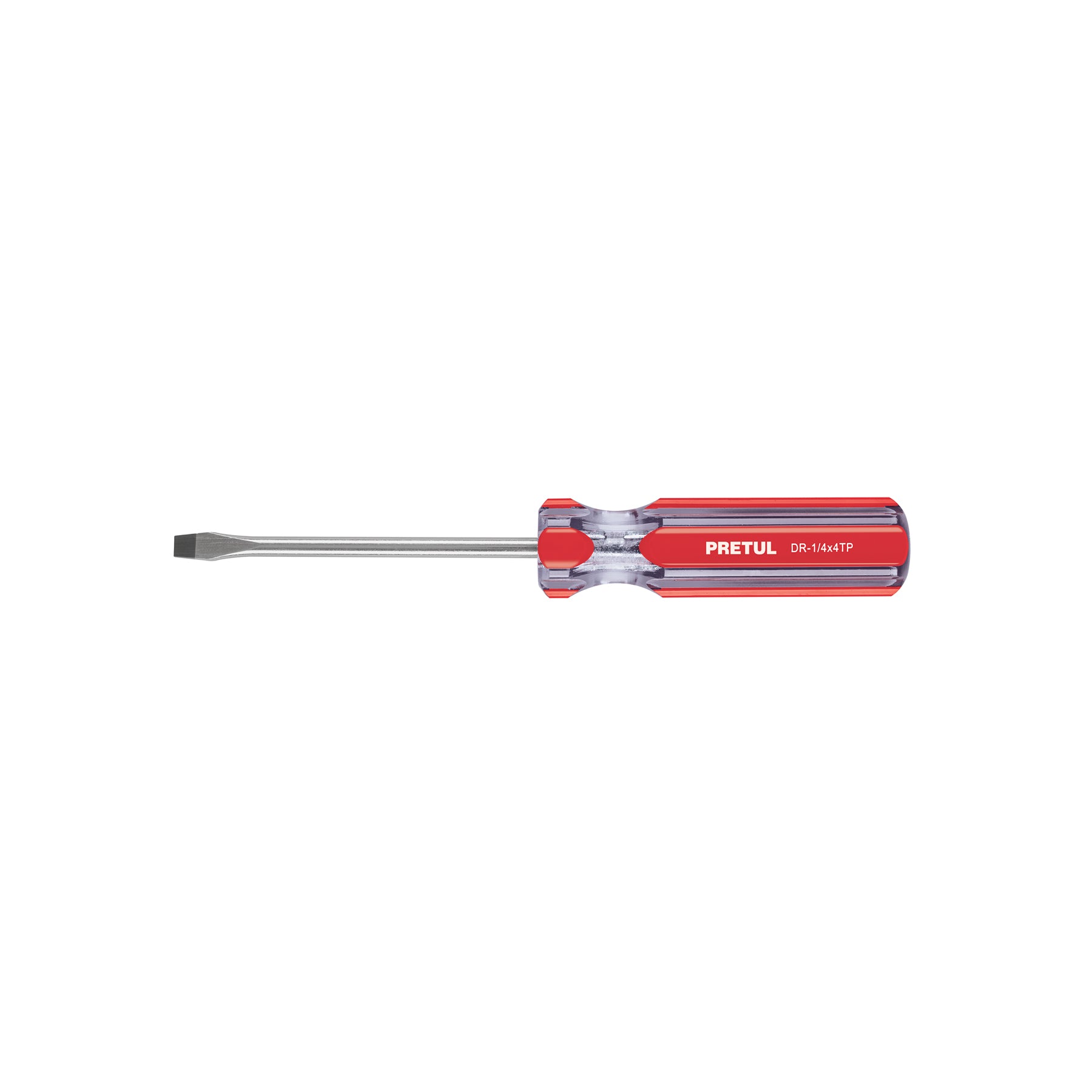 Desarmador plano 1/4 x 4" mango de PVC, PRETUL
