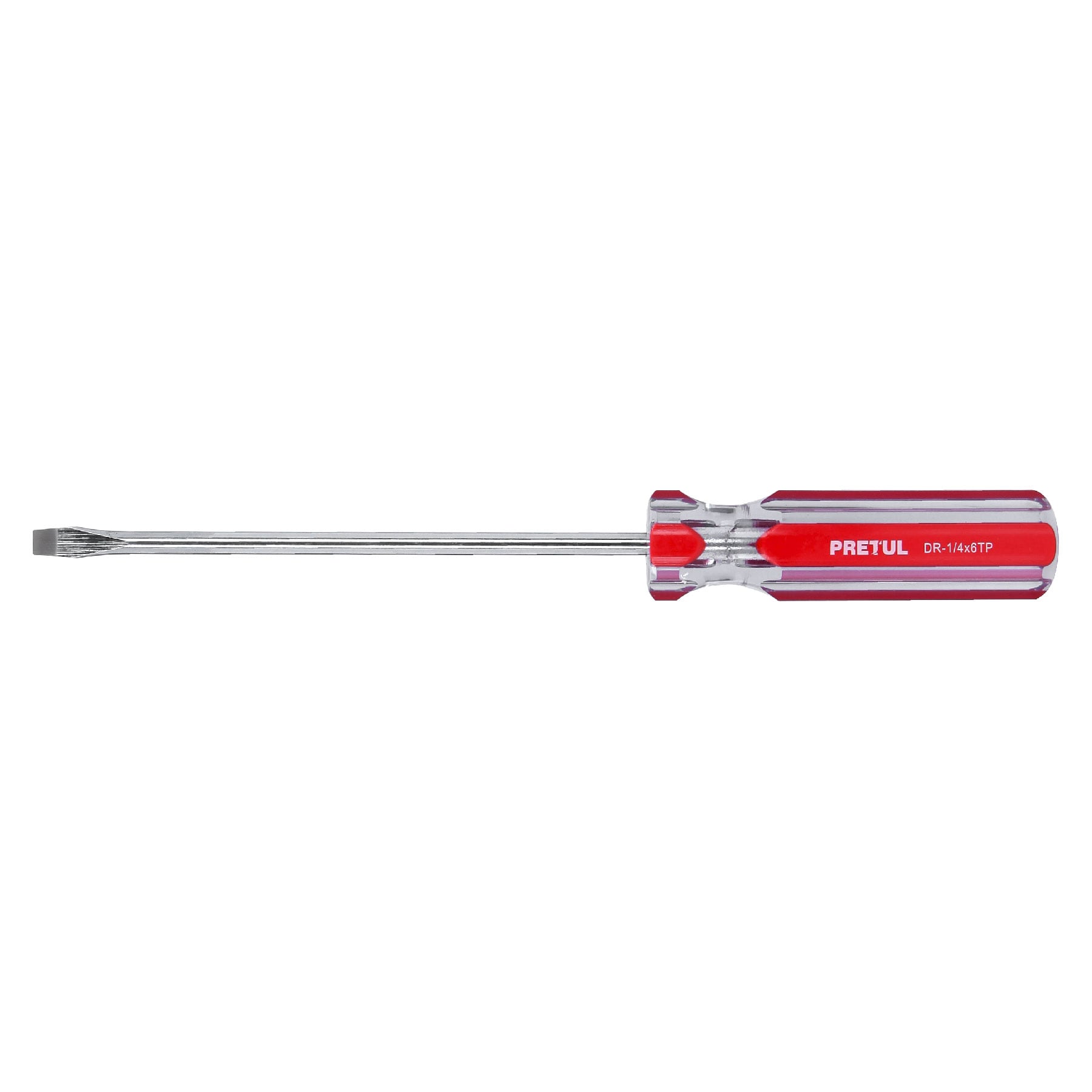 Desarmador plano 1/4 x 6" mango de PVC, PRETUL