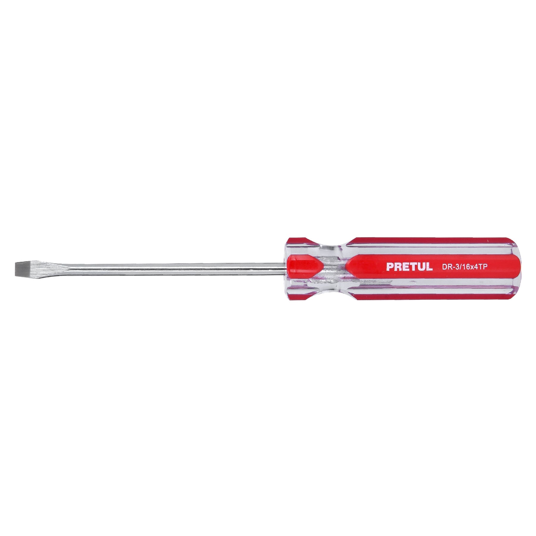 Desarmador plano 3/16 x 4" mango de PVC, PRETUL