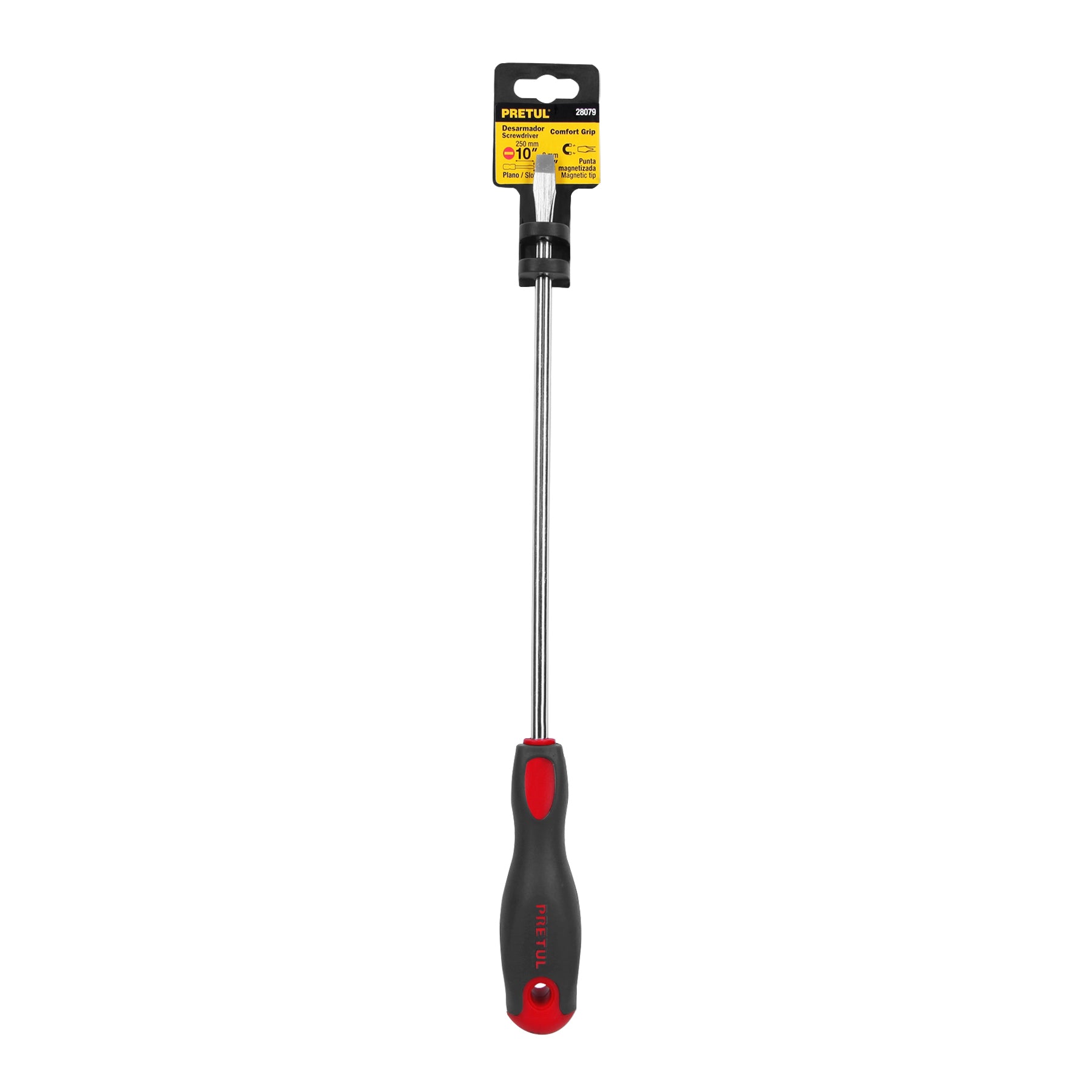 Desarmador plano 5/16" x 10" mango Comfort Grip, PRETUL