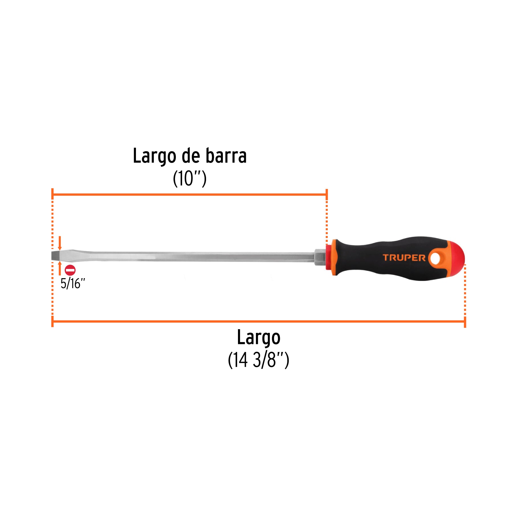 Desarmador plano 5/16" x 10" mango Comfort Grip, TRUPER