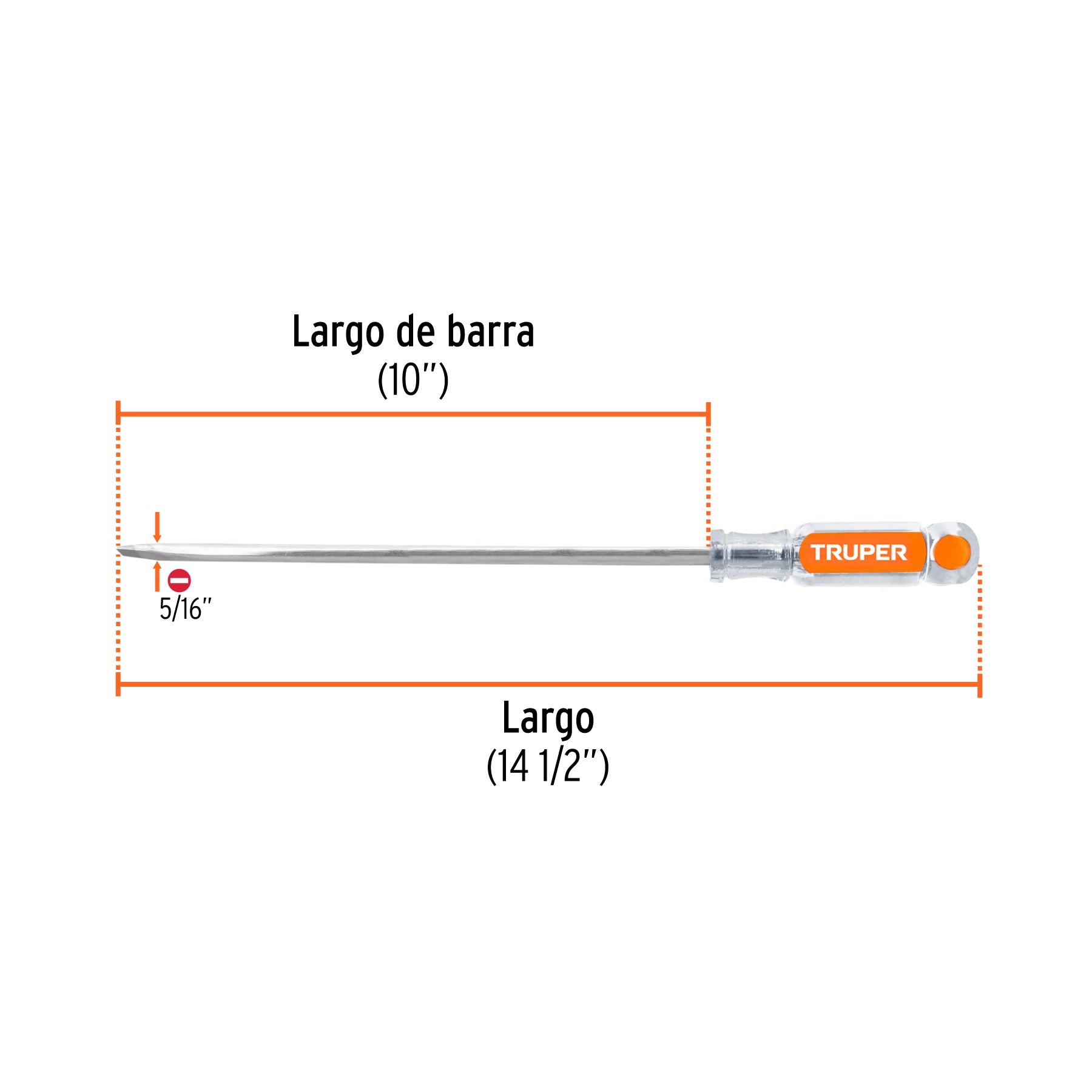 Desarmador plano 5/16" x 10" mango de acetato, TRUPER