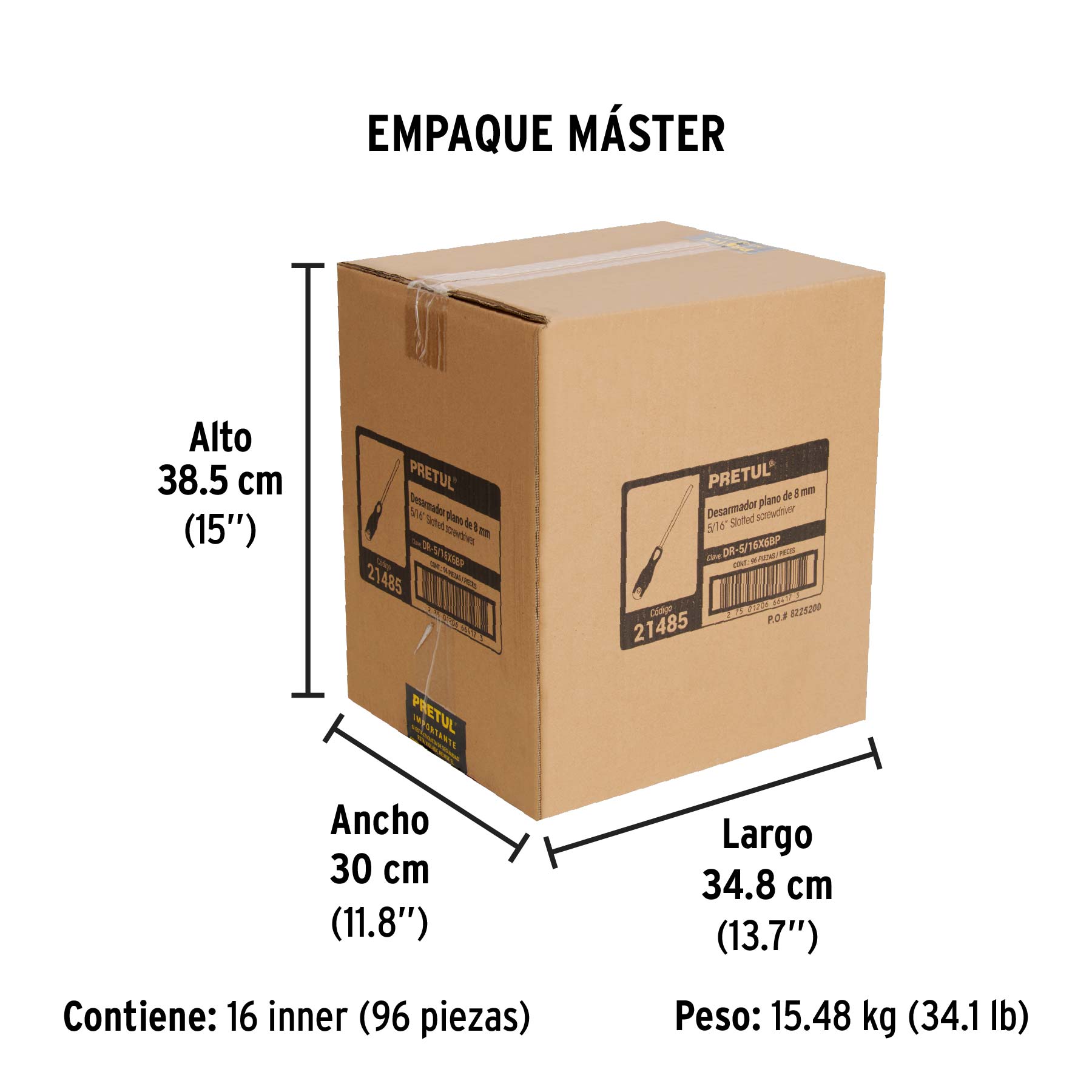 Desarmador plano 5/16" x 6" mango Comfort Grip, PRETUL - Empaque