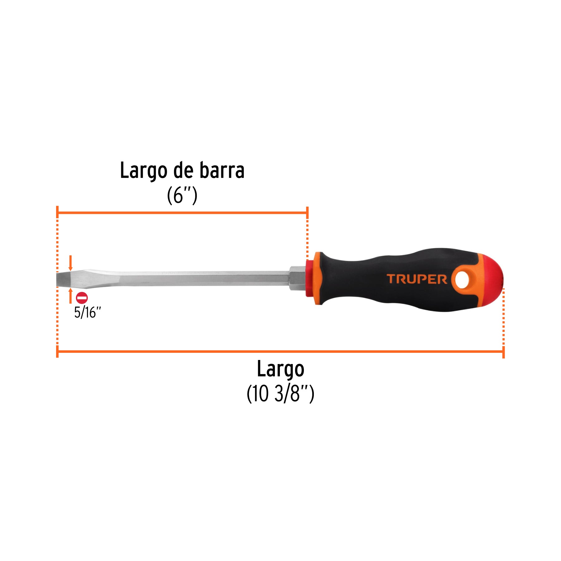 Desarmador plano 5/16" x 6" mango Comfort Grip, TRUPER